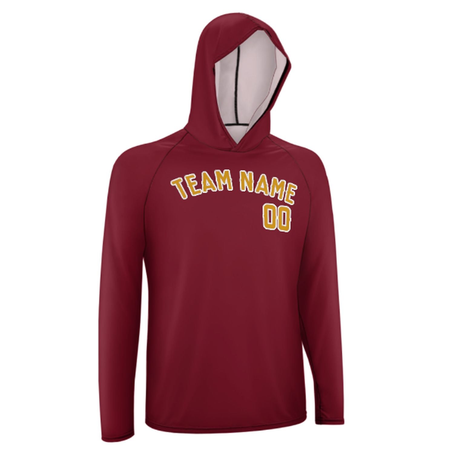 Maßgeschneidertes Karmesinrot Gelb UV-Hoodie