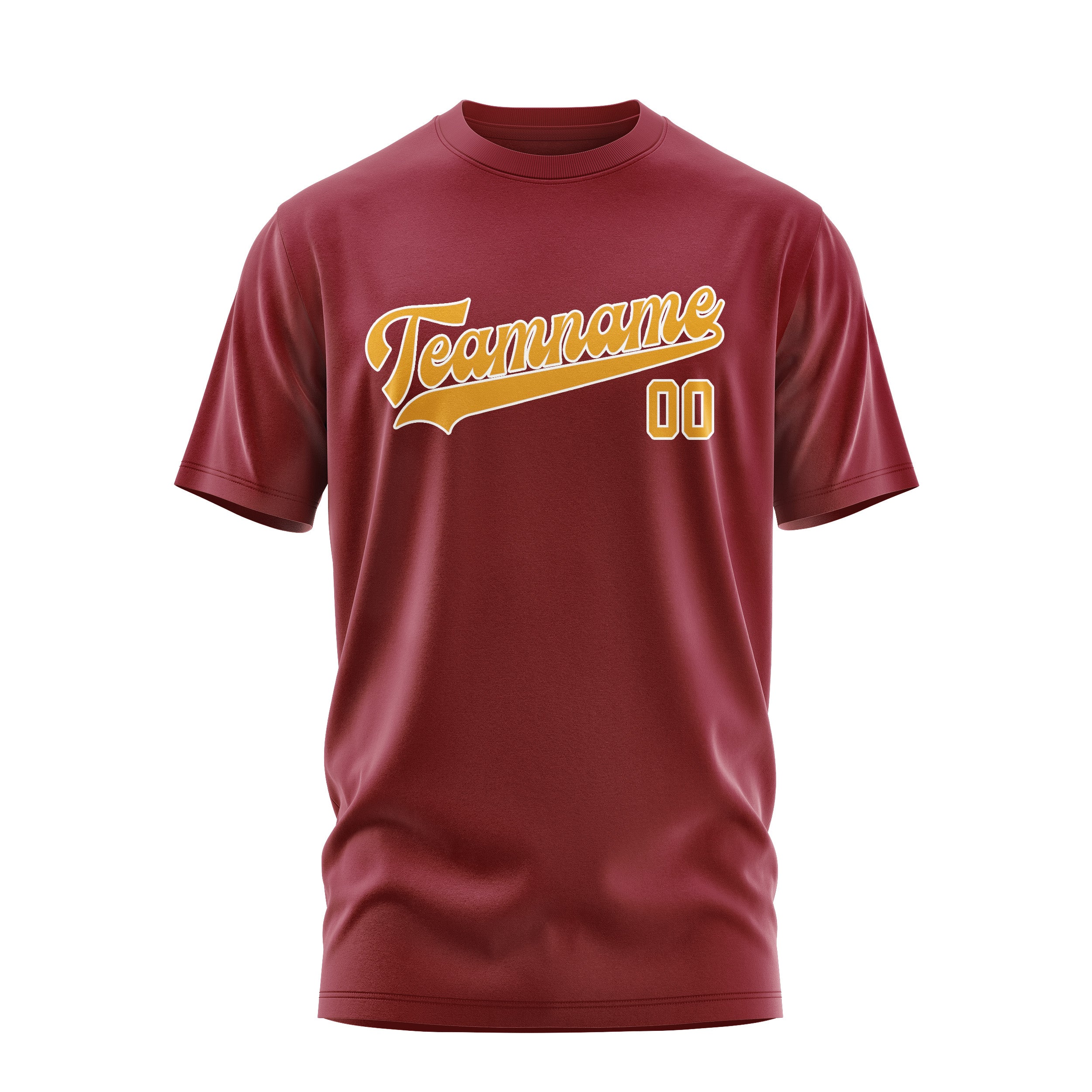 Maßgeschneidertes Karmesinrot Gelb T-Shirt