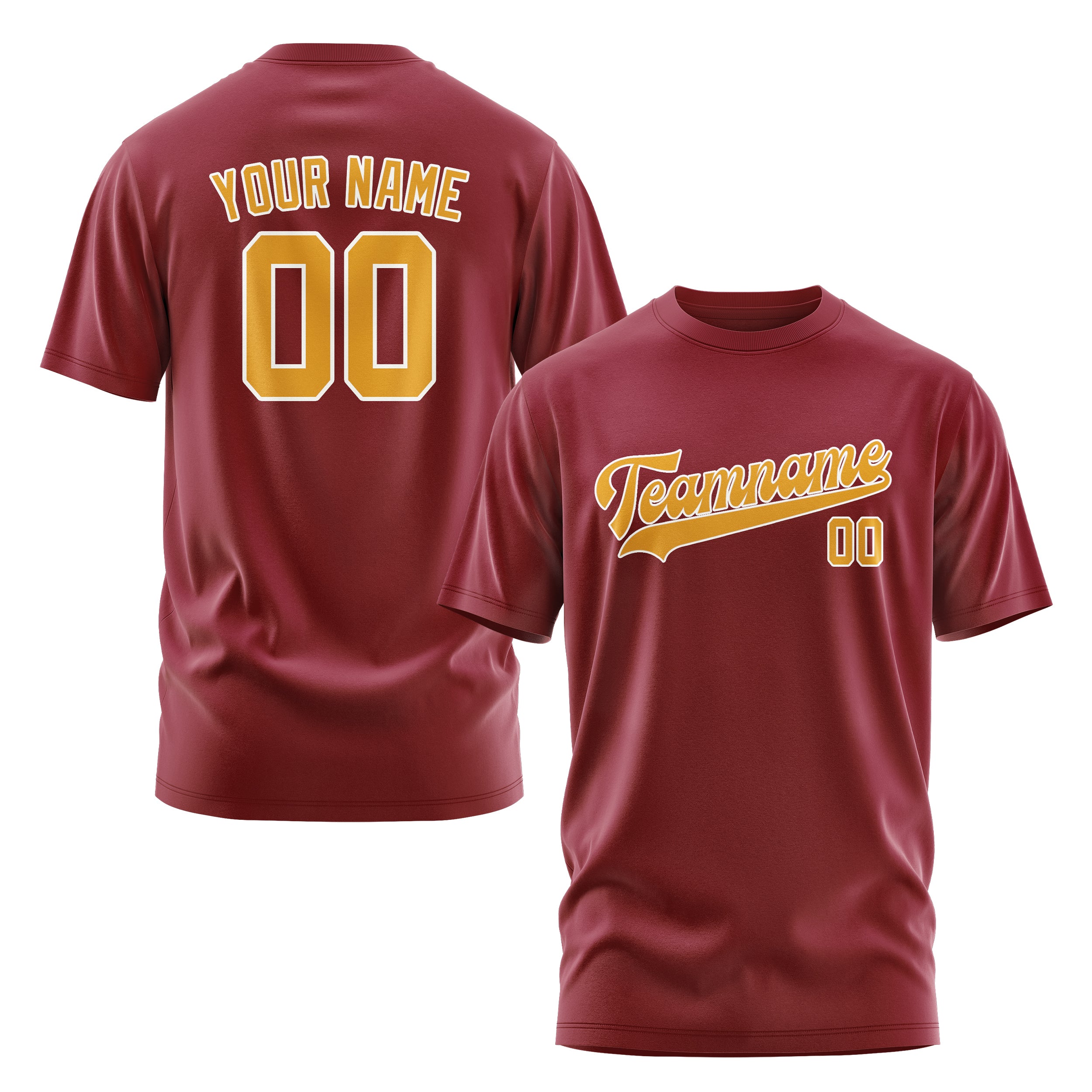 Maßgeschneidertes Karmesinrot Gelb T-Shirt