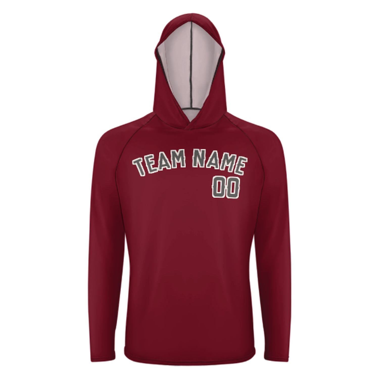 Maßgeschneidertes Karmesinrot Dunkelgrau UV-Hoodie