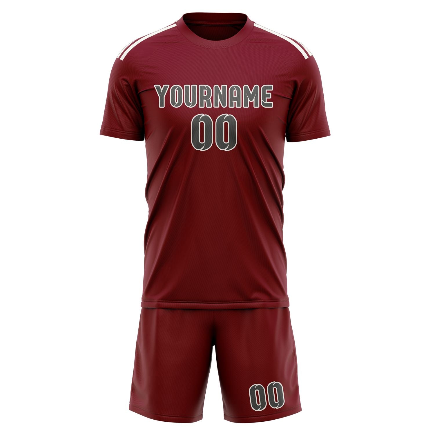 Maßgeschneidertes Professionelles Karmesinrot Dunkelgrau Fußballtrikot-Set