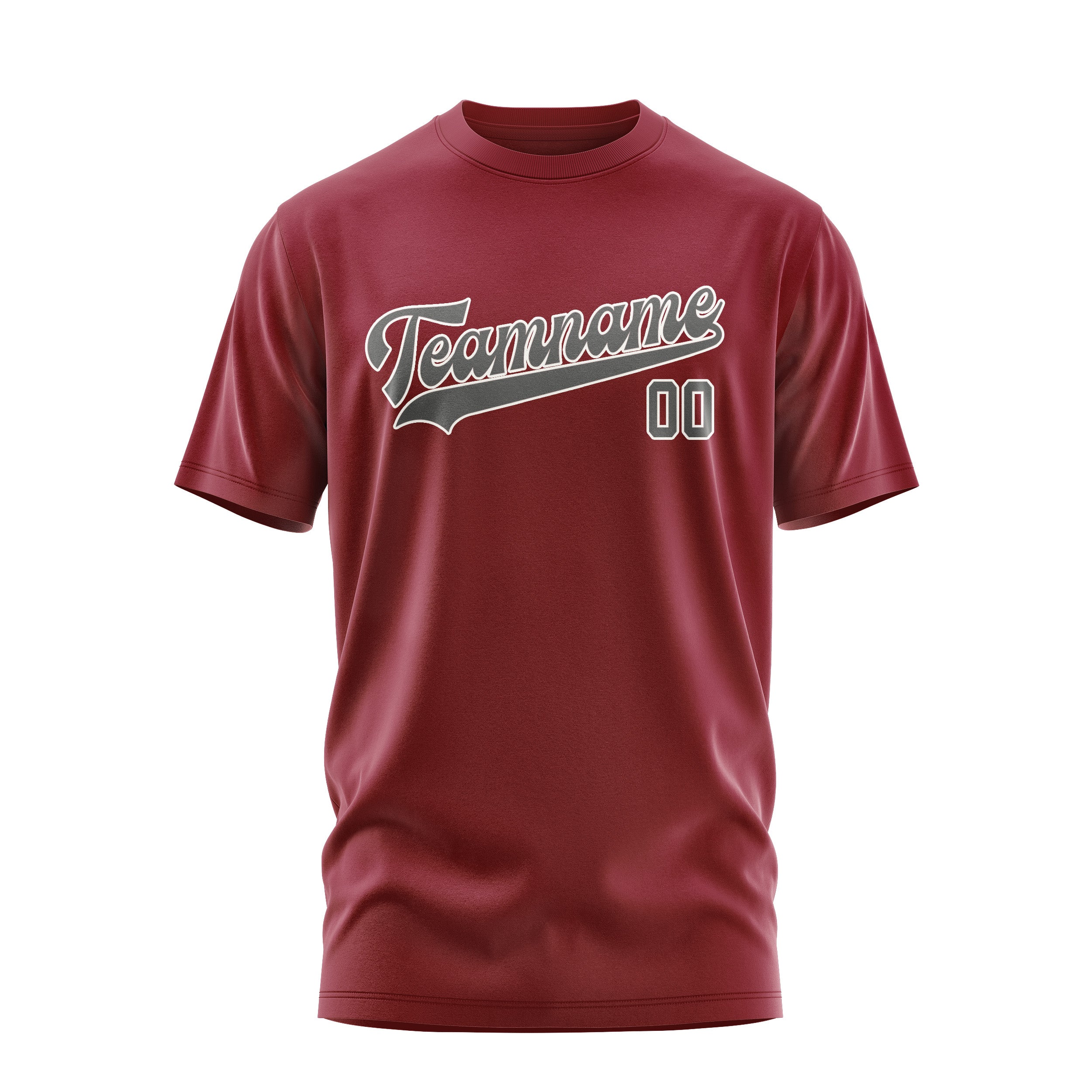 Maßgeschneidertes Karmesinrot Dunkelgrau T-Shirt