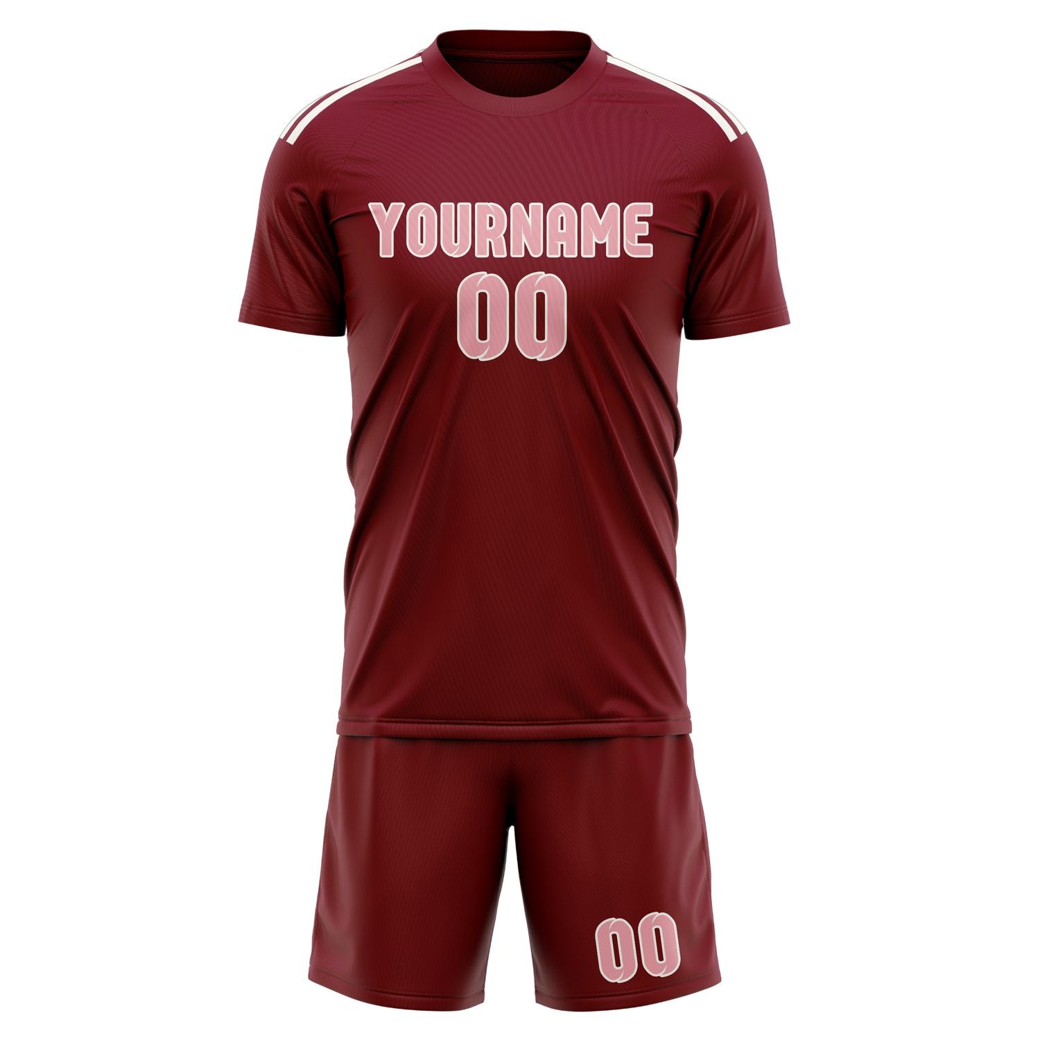 Maßgeschneidertes Professionelles Karmesinrot Rosa Fußballtrikot-Set