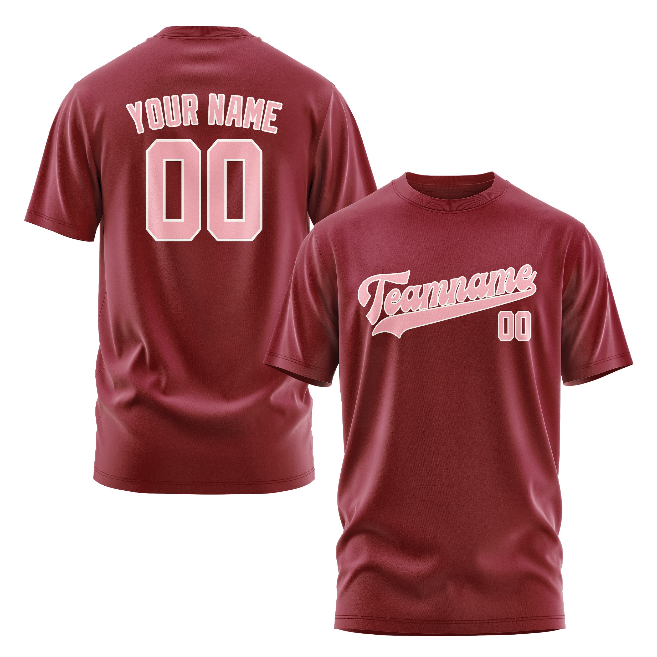 Maßgeschneidertes Karmesinrot Rosa T-Shirt