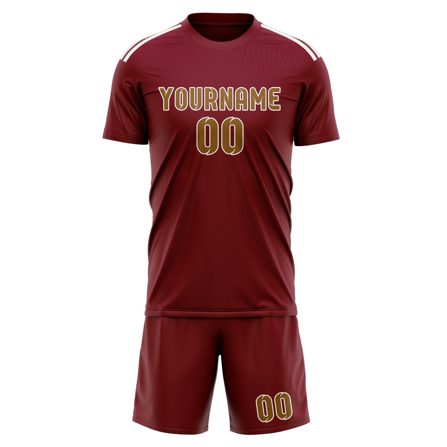 Maßgeschneidertes Professionelles Karmesinrot Khaki Fußballtrikot-Set