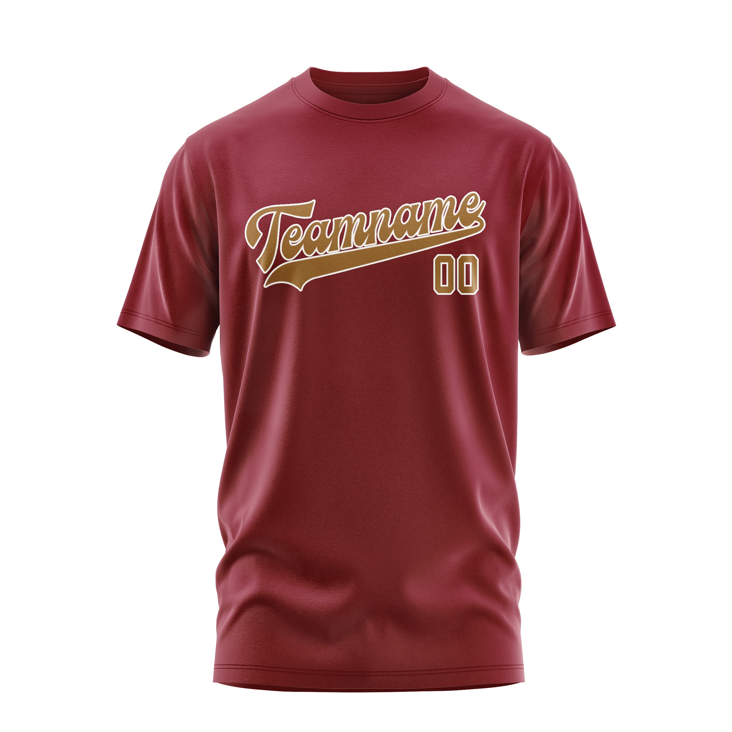 Maßgeschneidertes Karmesinrot Khaki T-Shirt