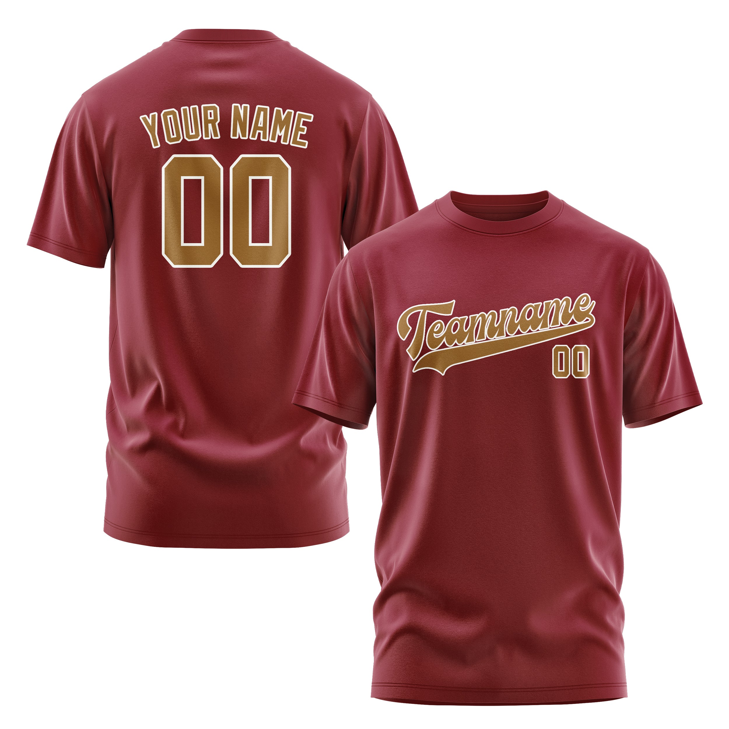 Maßgeschneidertes Karmesinrot Khaki T-Shirt