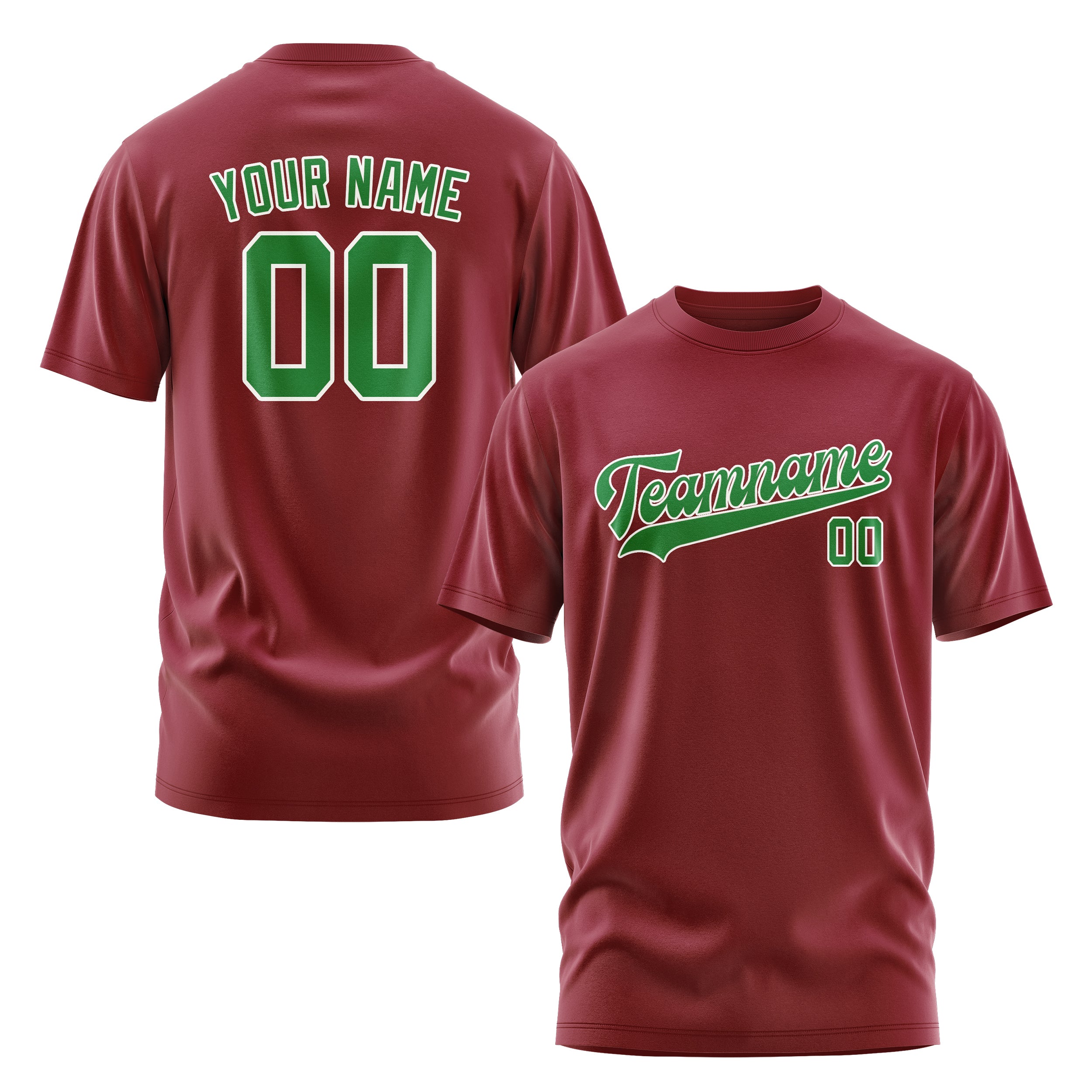 Maßgeschneidertes Karmesinrot Smaragdgrün T-Shirt
