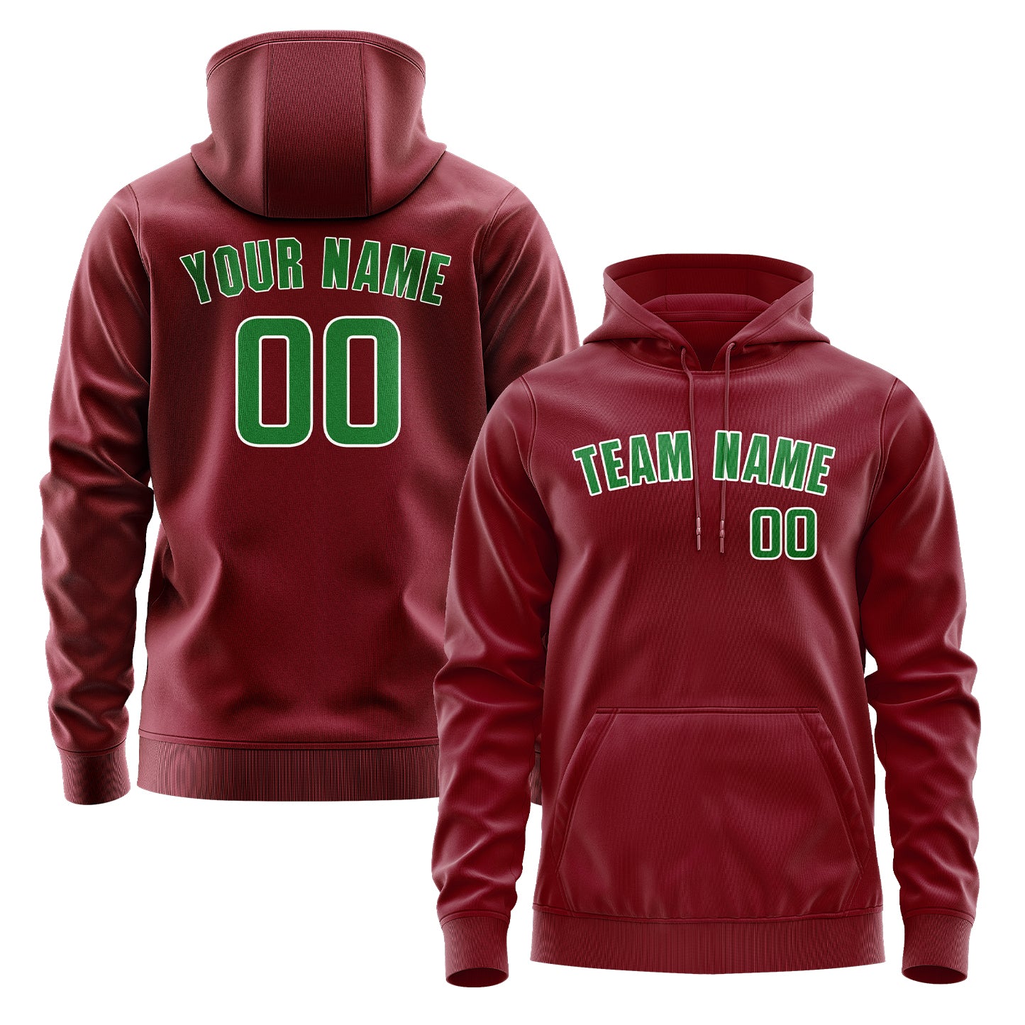 Felpa con cappuccio personalizzata Crimson Emerald Green