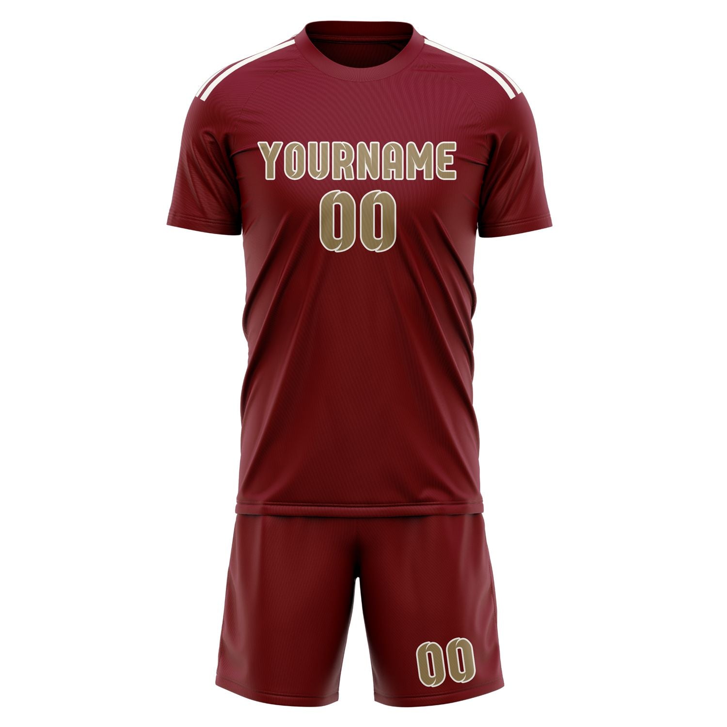 Maßgeschneidertes Professionelles Karmesinrot Hellkhaki Fußballtrikot-Set