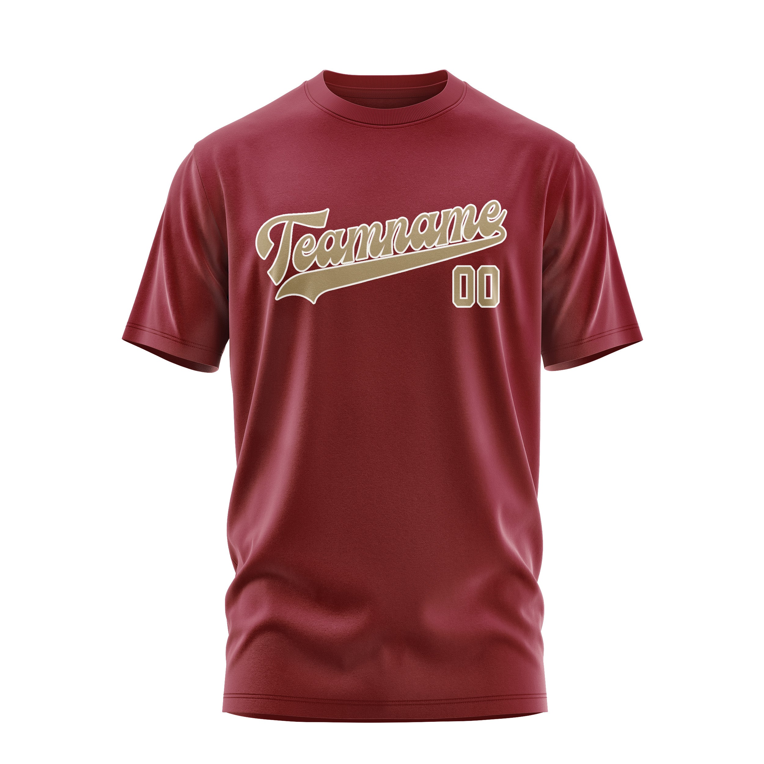 Maßgeschneidertes Karmesinrot Hellkhaki T-Shirt