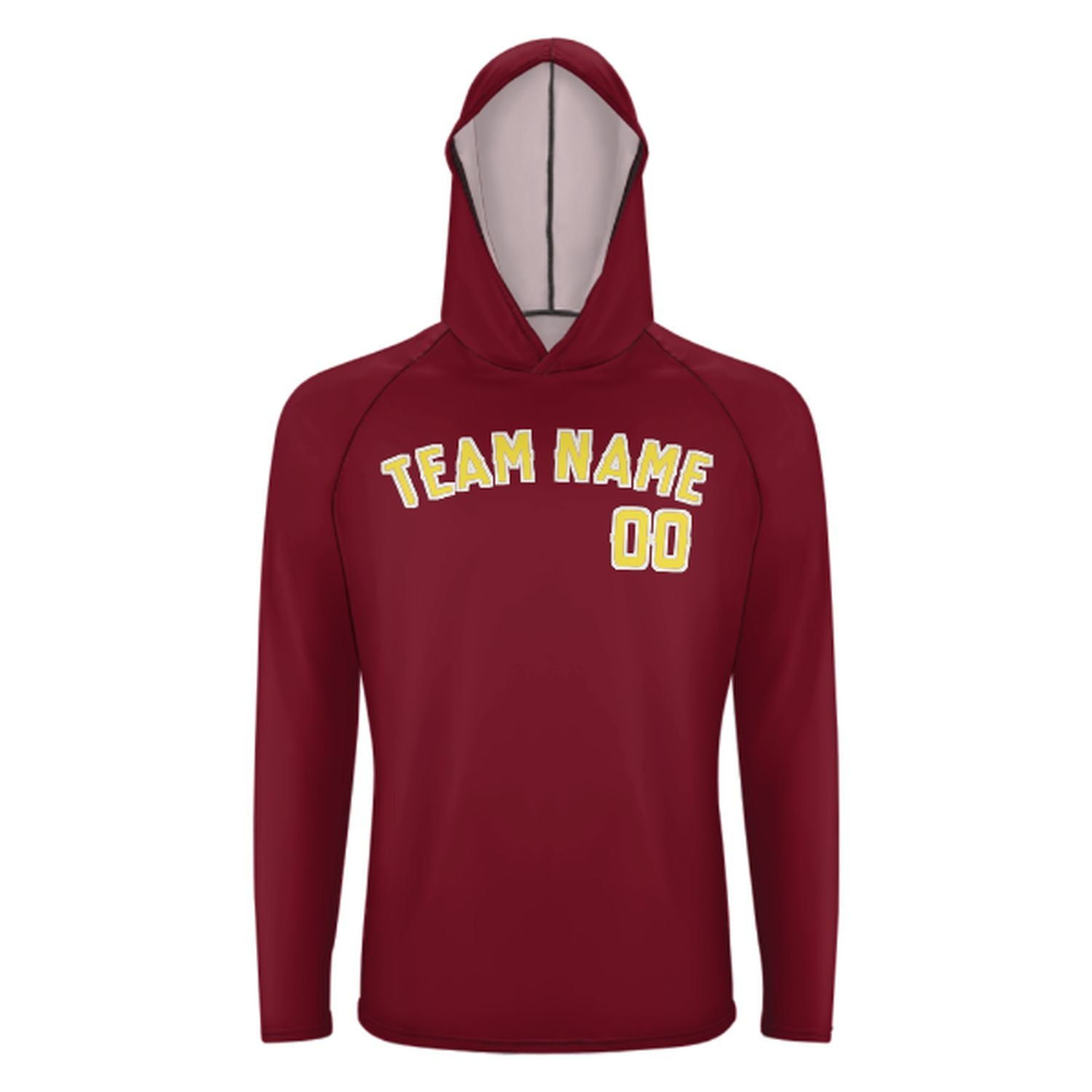 Maßgeschneidertes Karmesinrot Blassgelb UV-Hoodie