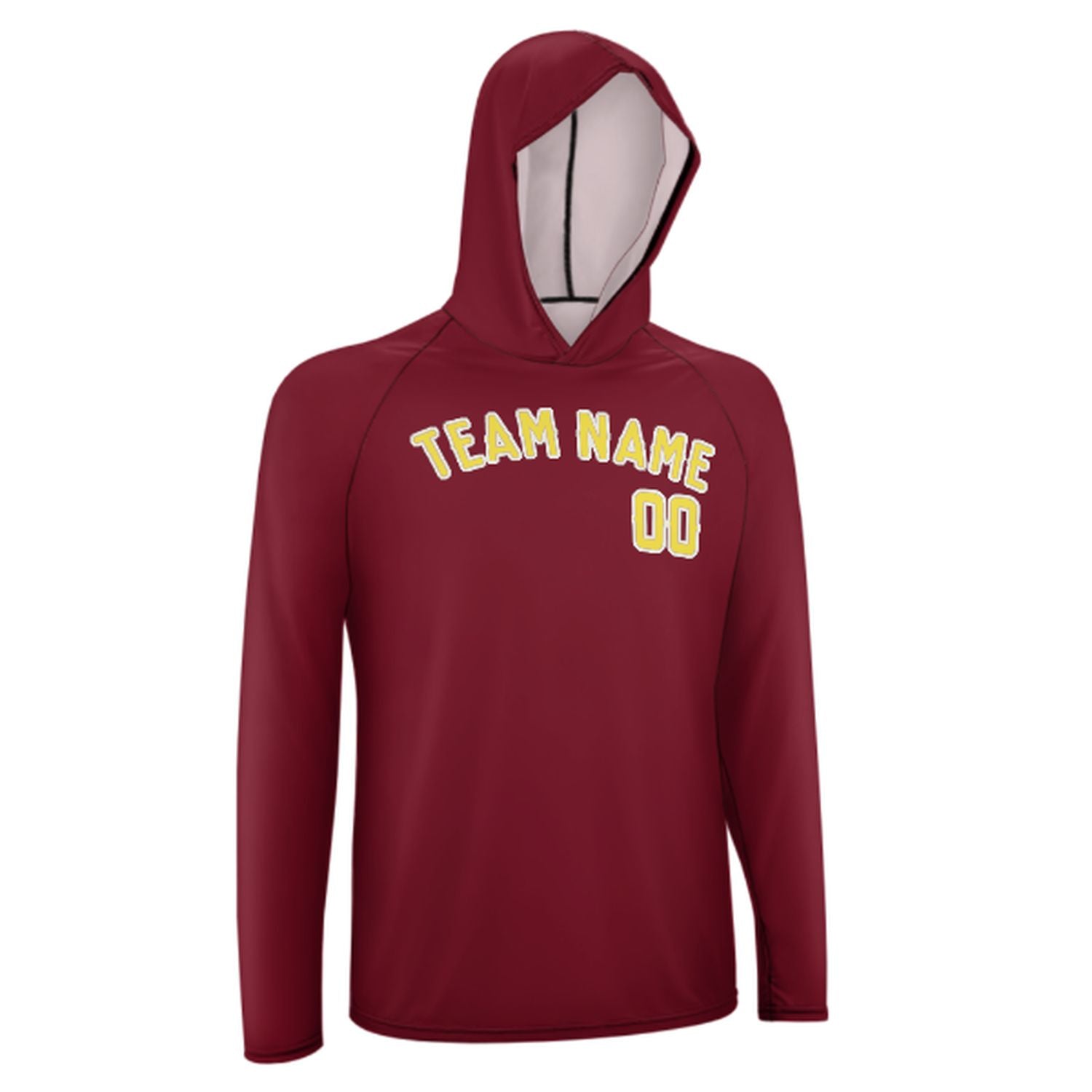 Maßgeschneidertes Karmesinrot Blassgelb UV-Hoodie
