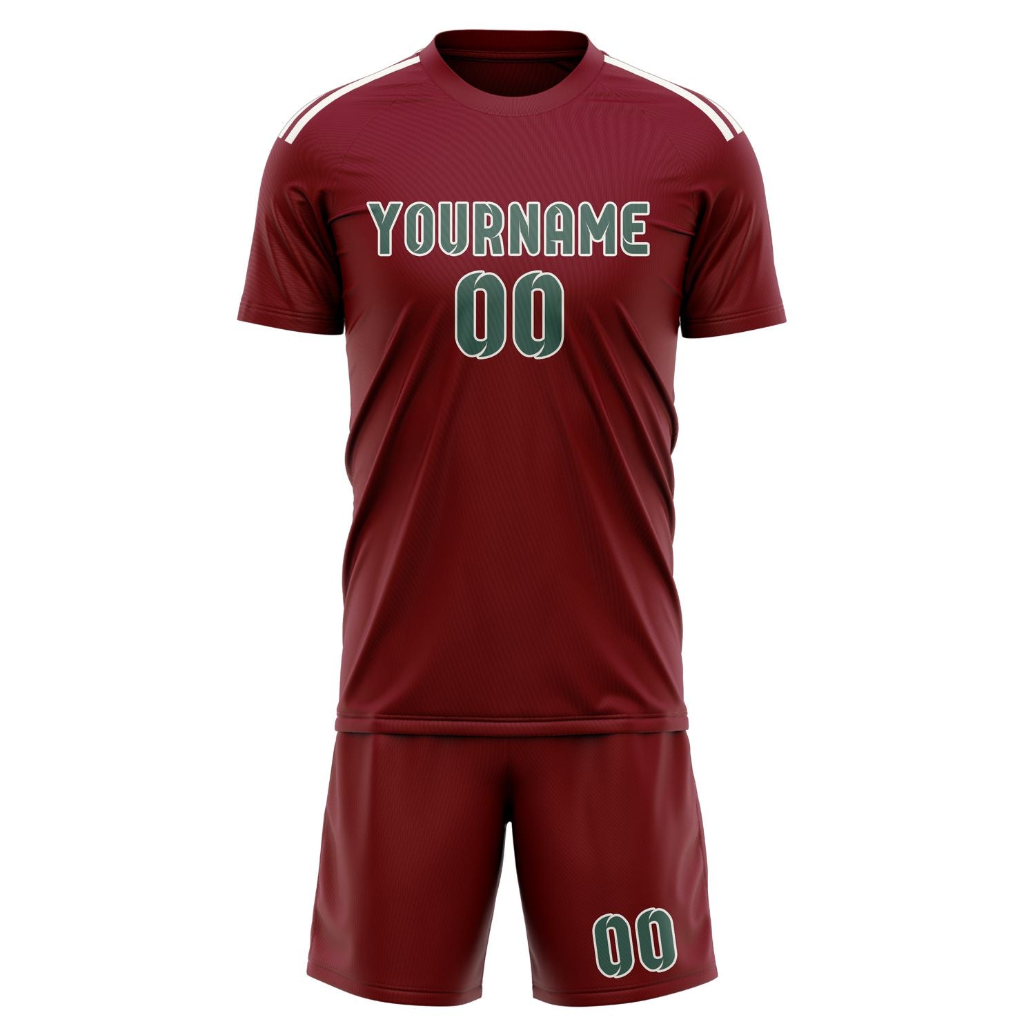 Maßgeschneidertes Professionelles Karmesinrot Blaugrün Fußballtrikot-Set