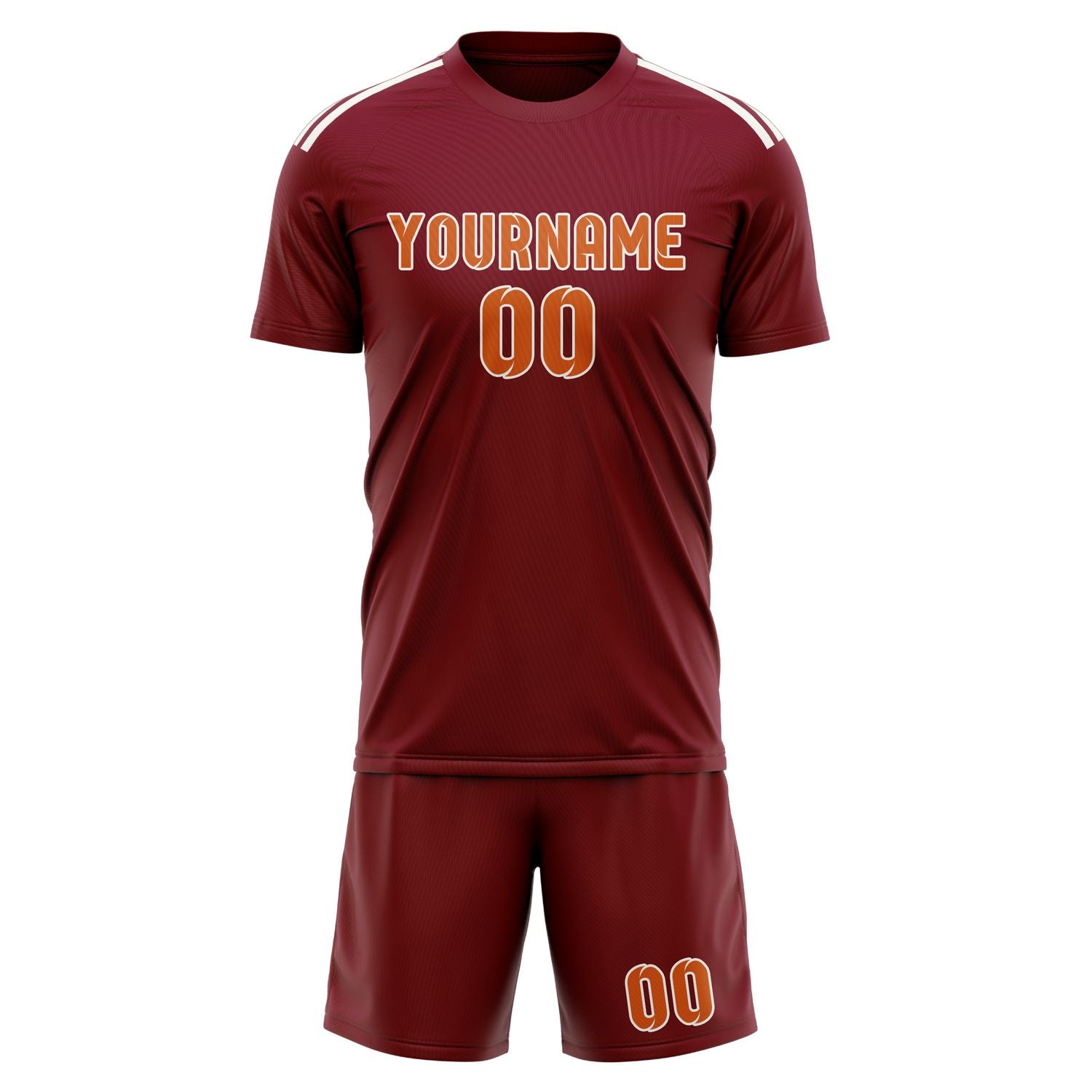 Maßgeschneidertes Professionelles Karmesinrot Orange Fußballtrikot-Set