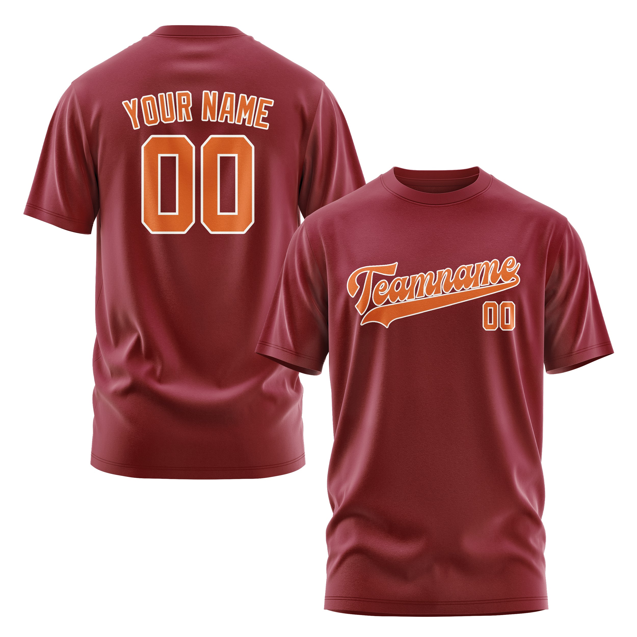 Maßgeschneidertes Karmesinrot Orange T-Shirt
