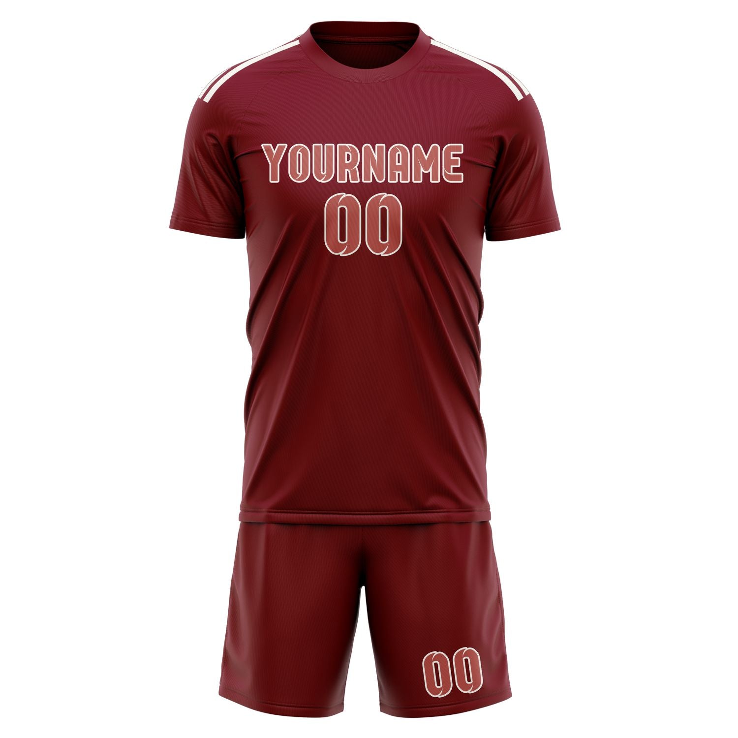 Maßgeschneidertes Professionelles Karmesinrot Kupferrose Fußballtrikot-Set