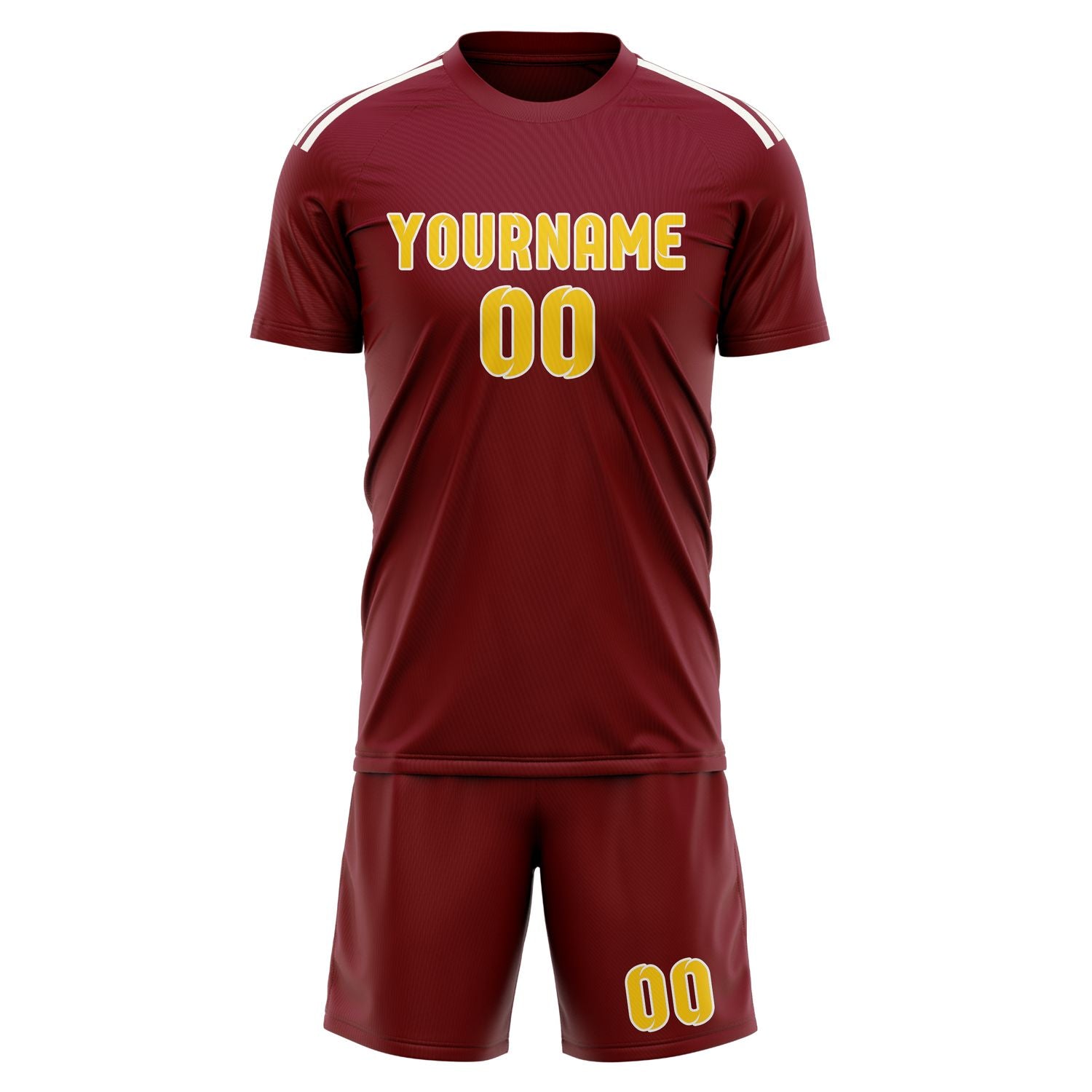 Maßgeschneidertes Professionelles Karmesinrot Gold Fußballtrikot-Set