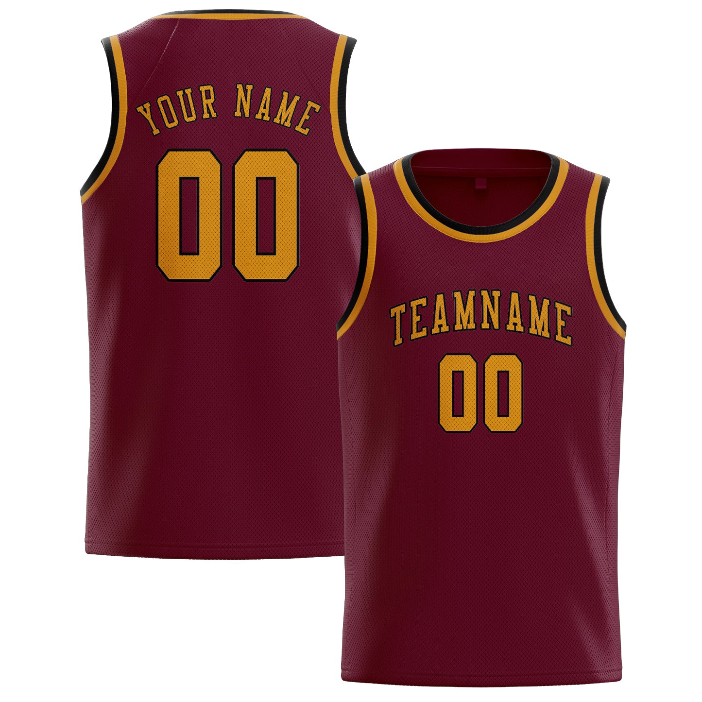 Benutzerdefiniertes Professionelles Karmesinrot Gelb Basketballtrikot