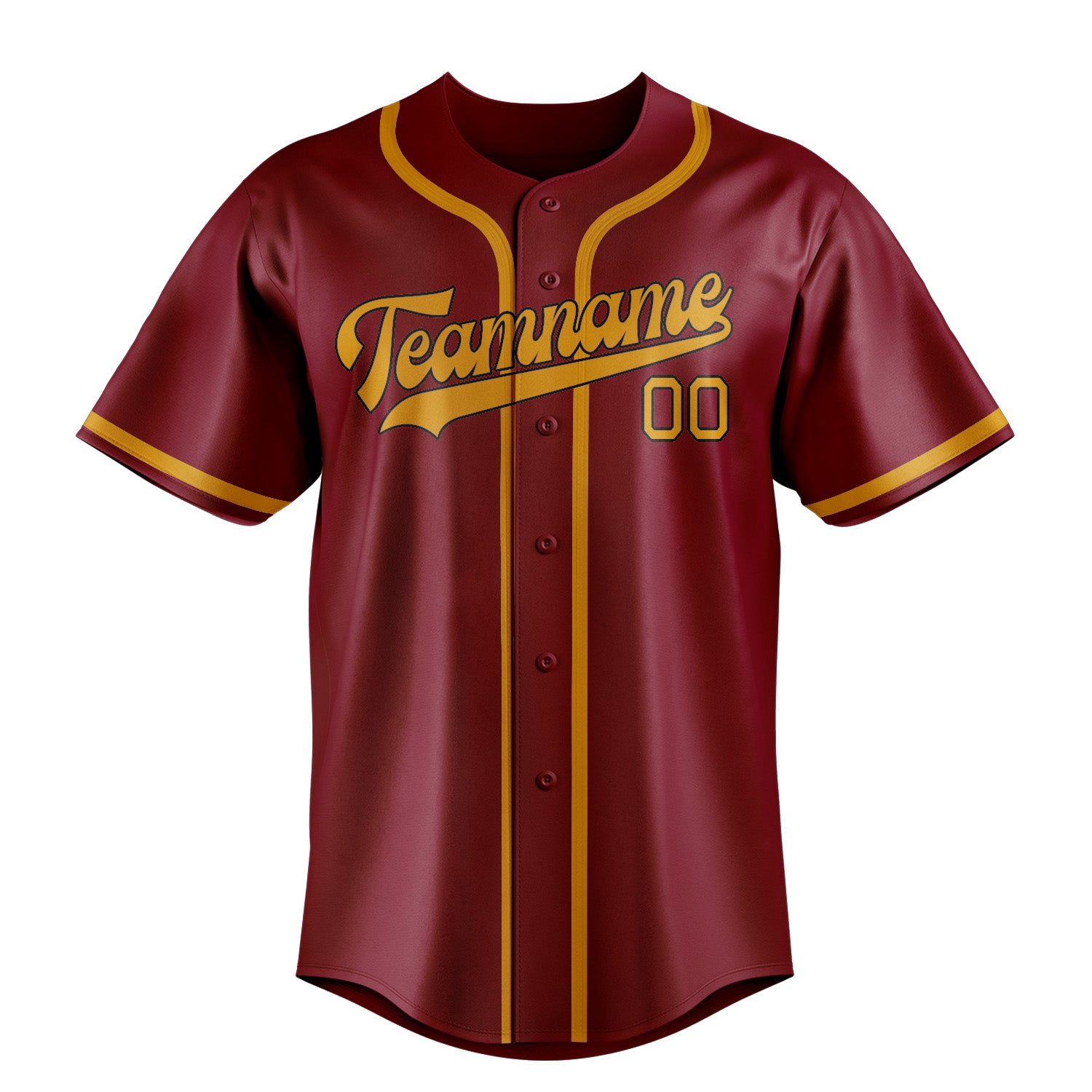 Benutzerdefiniertes Professionelles Karmesinrot Gelb Baseballtrikot