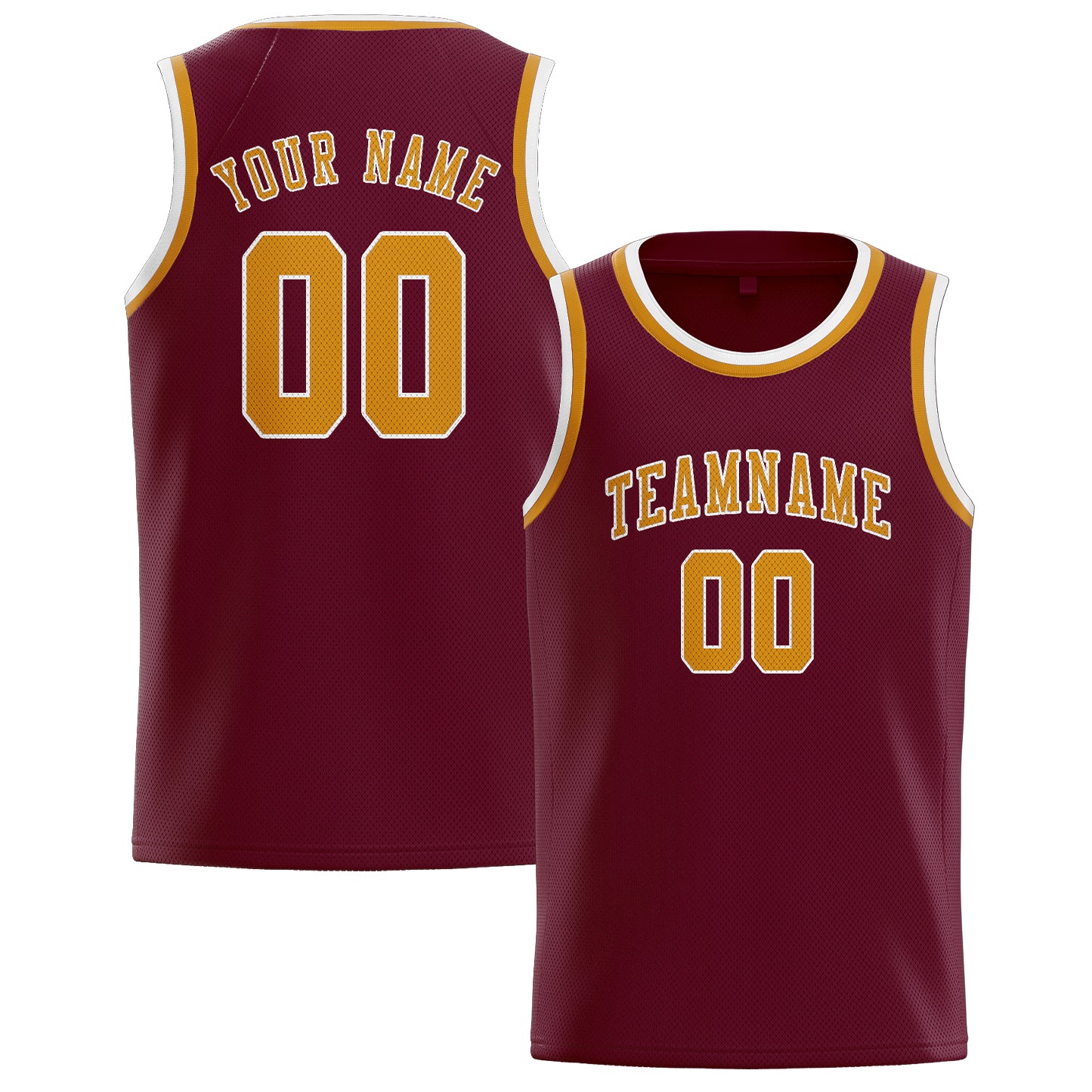 Benutzerdefiniertes Professionelles Karmesinrot Gelb Basketballtrikot
