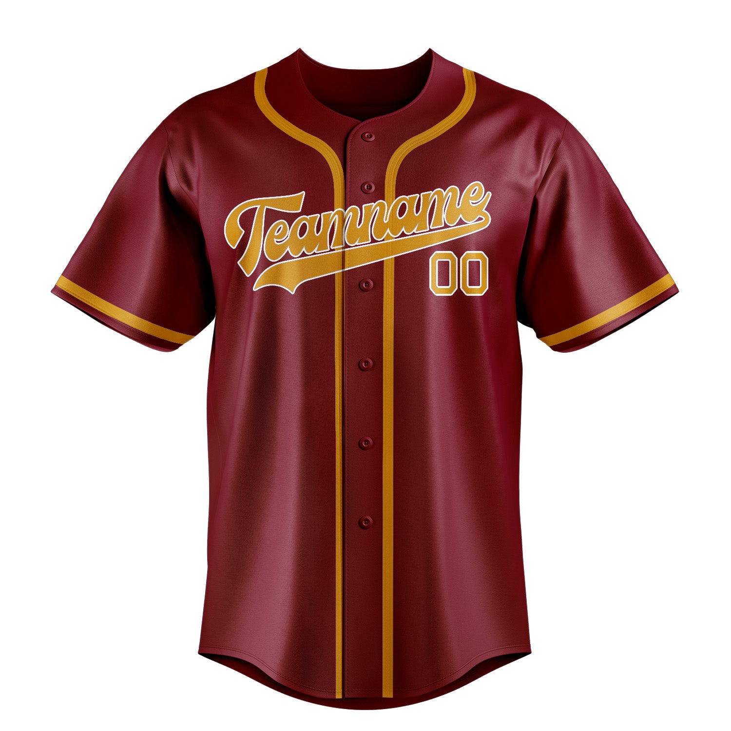 Benutzerdefiniertes Professionelles Karmesinrot Gelb Baseballtrikot