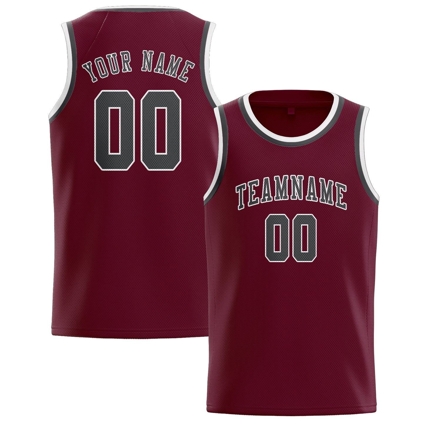 Benutzerdefiniertes Professionelles Karmesinrot Dunkelgrau Basketballtrikot