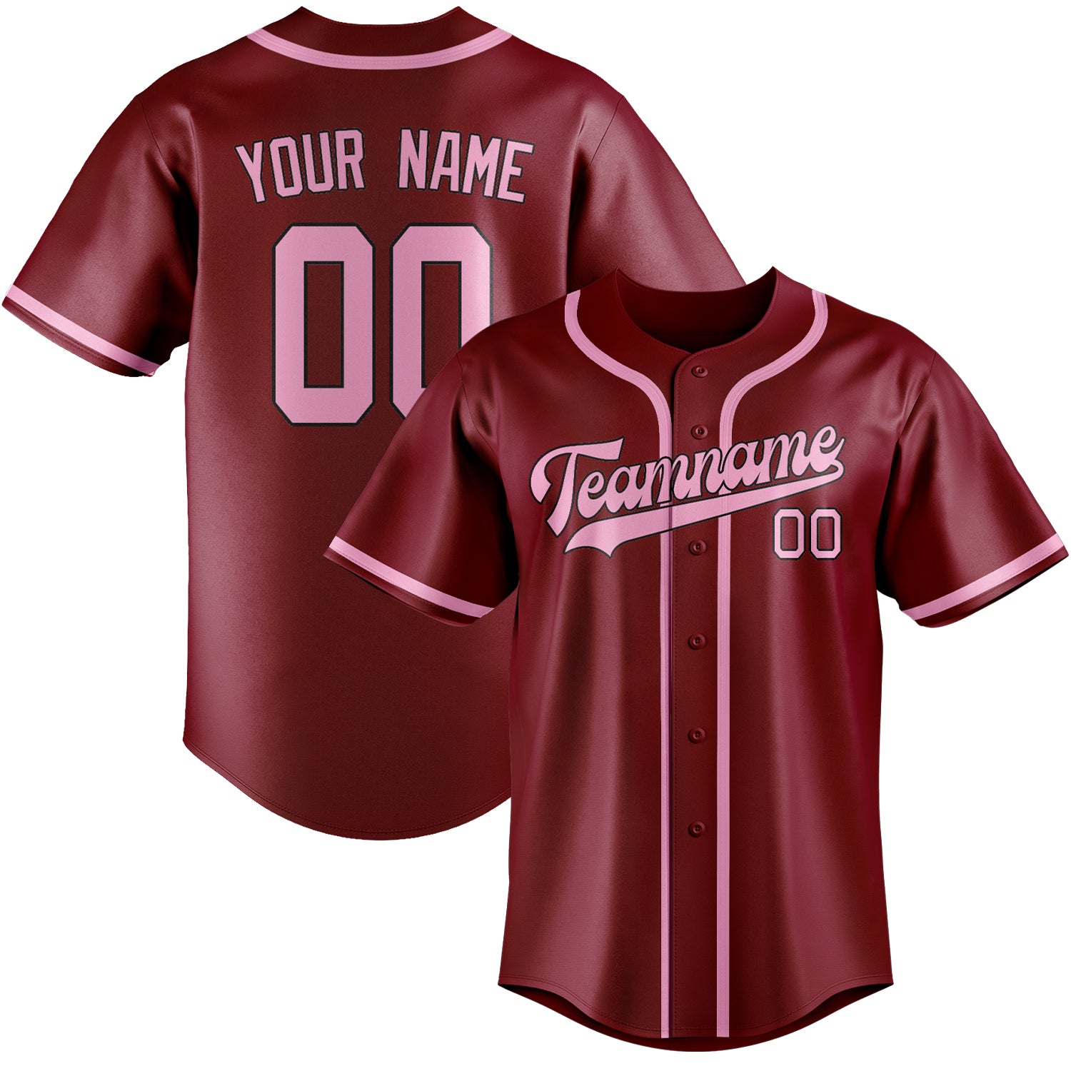 Benutzerdefiniertes Professionelles Karmesinrot Rosa Baseballtrikot