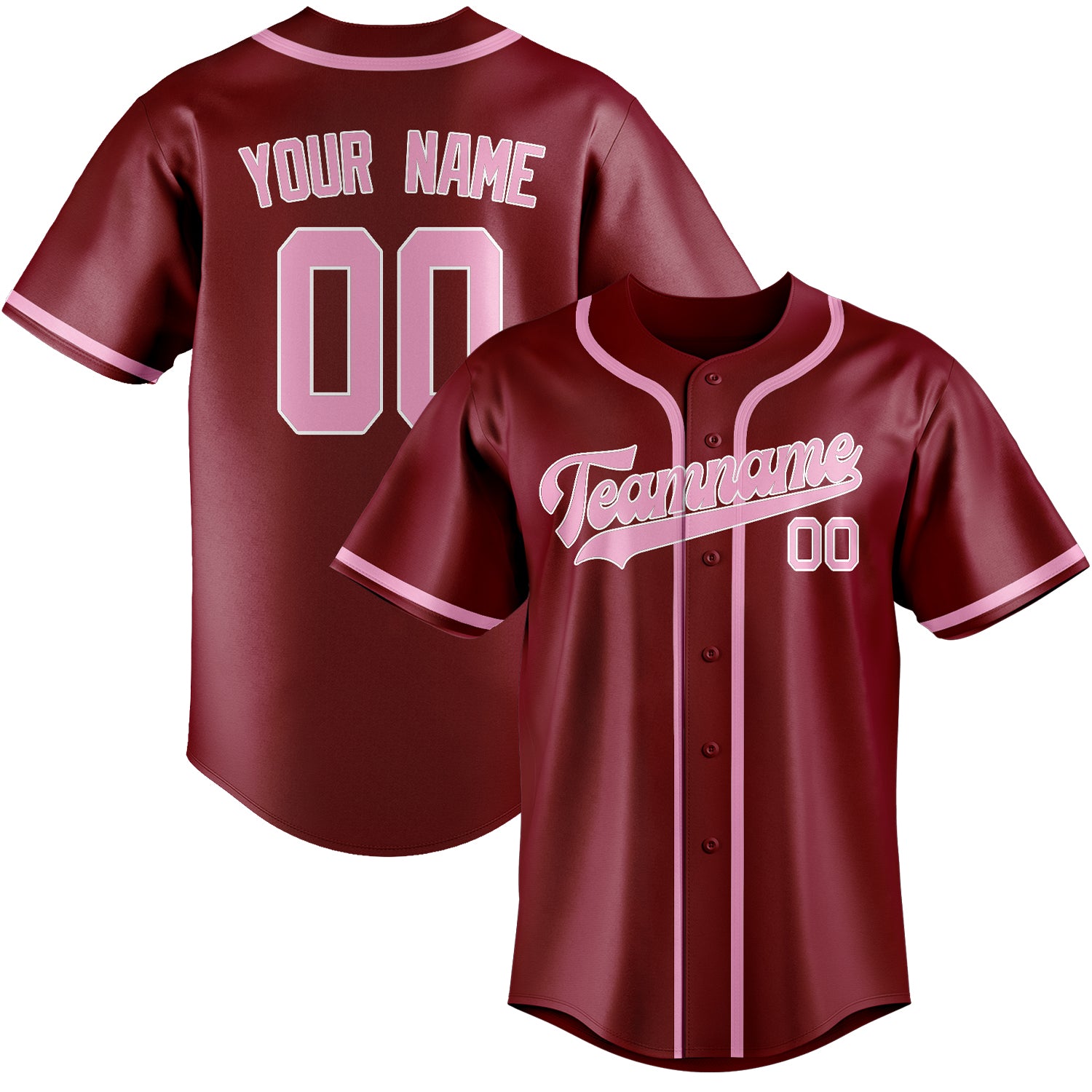 Benutzerdefiniertes Professionelles Karmesinrot Rosa Baseballtrikot