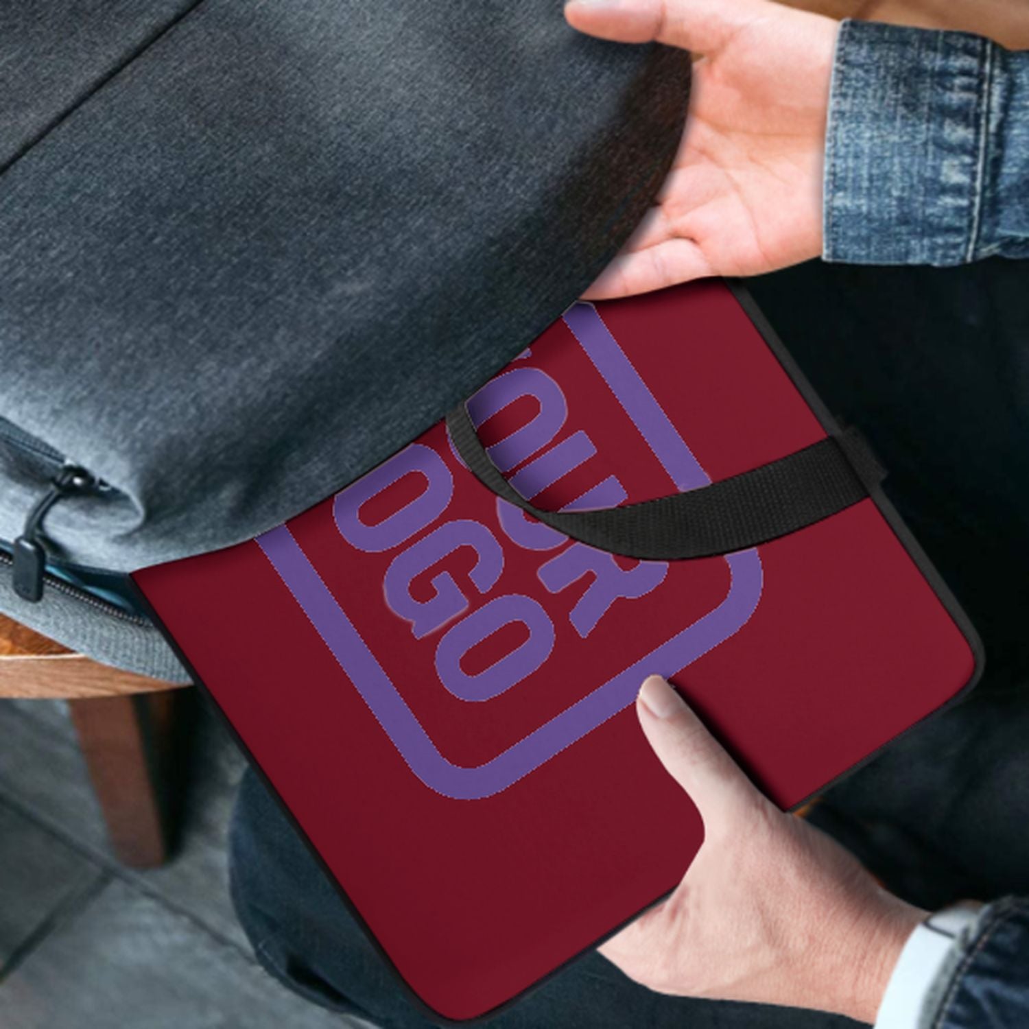 Borsa per laptop viola chiaro cremisi su misura