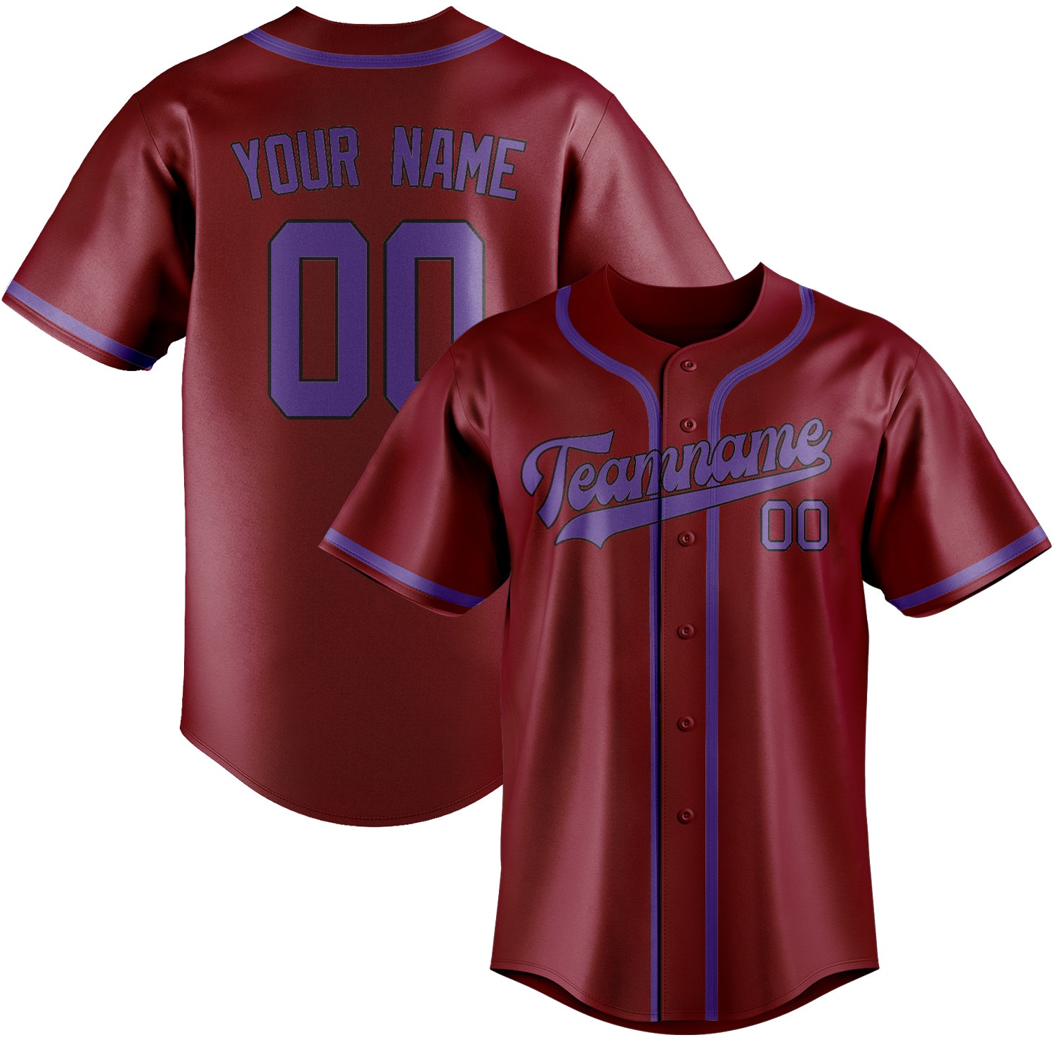 Benutzerdefiniertes Professionelles Karmesinrot Lavendel Baseballtrikot