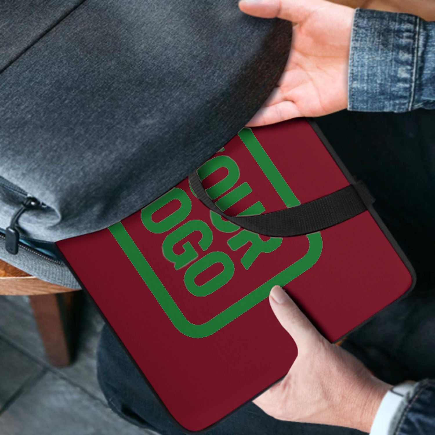Borsa per laptop verde smeraldo cremisi personalizzata