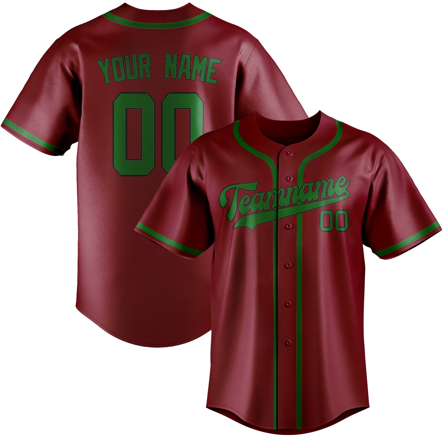 Benutzerdefiniertes Professionelles Karmesinrot Smaragdgrün Baseballtrikot