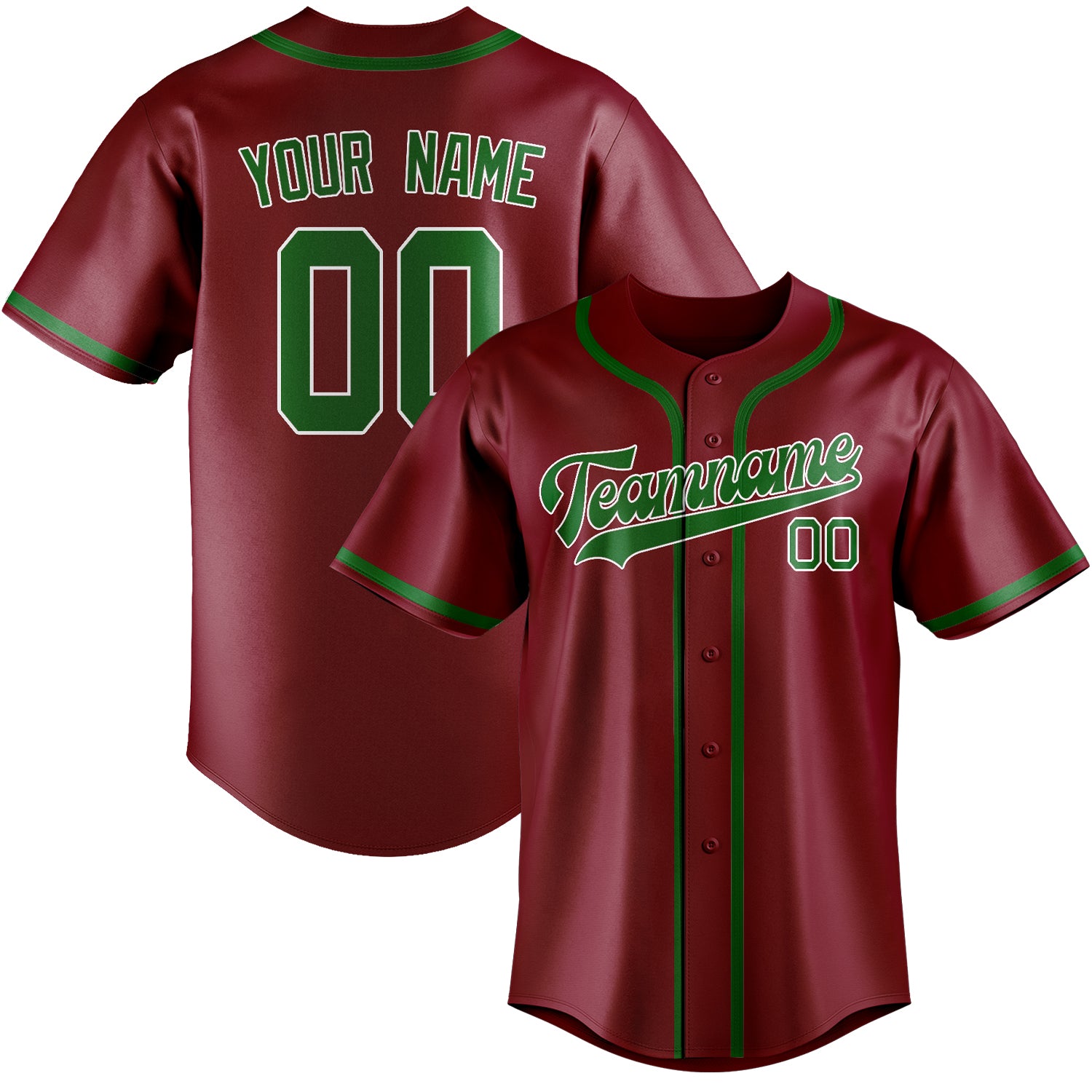 Benutzerdefiniertes Professionelles Karmesinrot Smaragdgrün Baseballtrikot