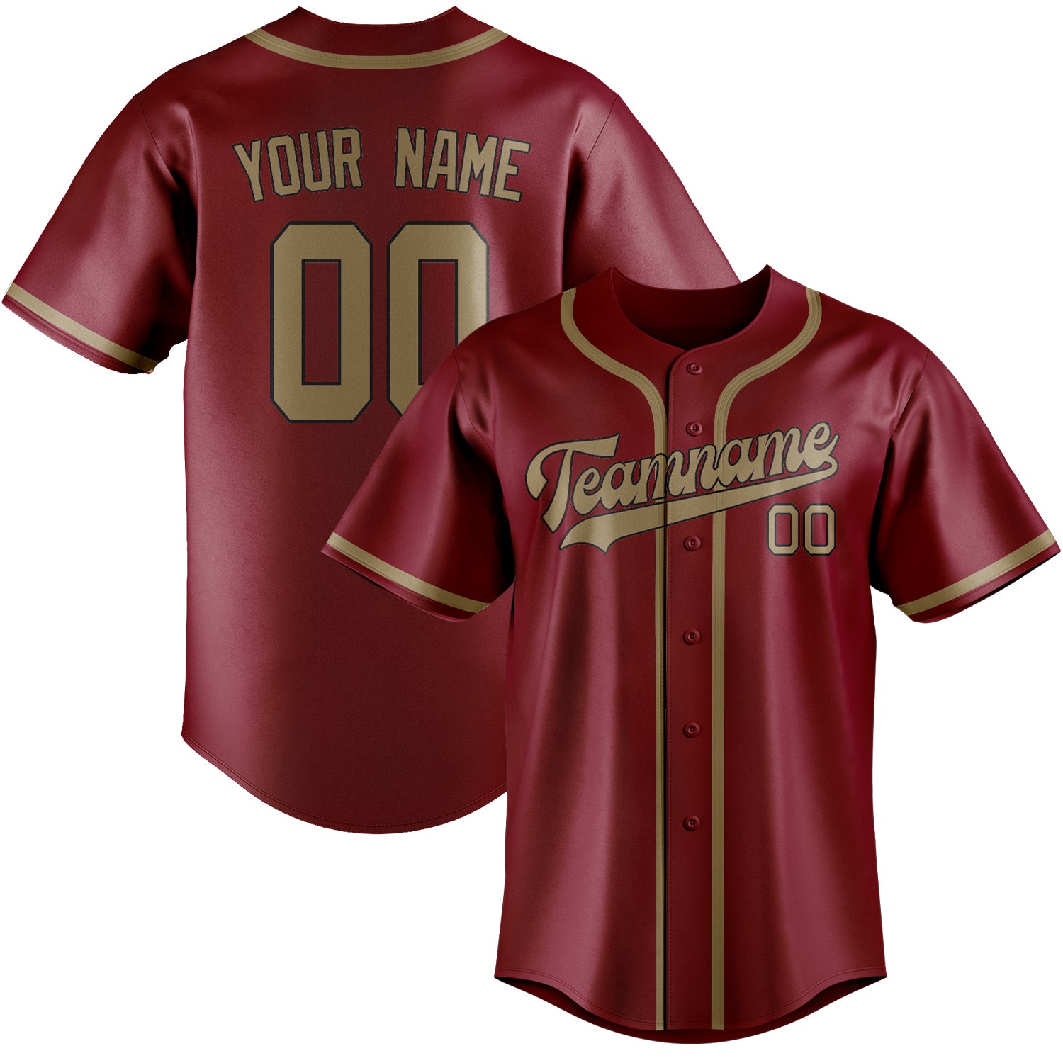 Benutzerdefiniertes Professionelles Karmesinrot Hellkhaki Baseballtrikot