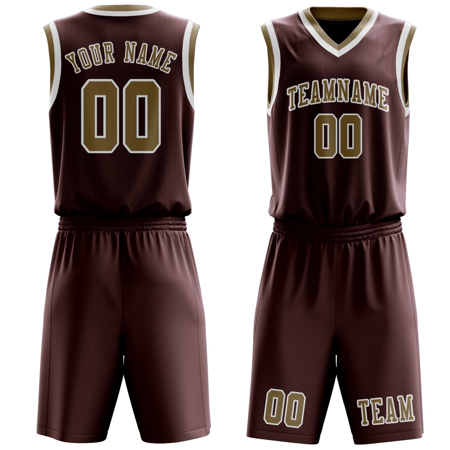 Benutzerdefiniertes Professionelles Karmesinrot Hellkhaki Basketballtrikot-Set