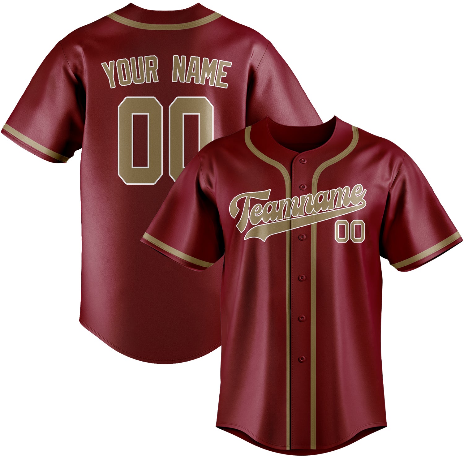 Benutzerdefiniertes Professionelles Karmesinrot Hellkhaki Baseballtrikot