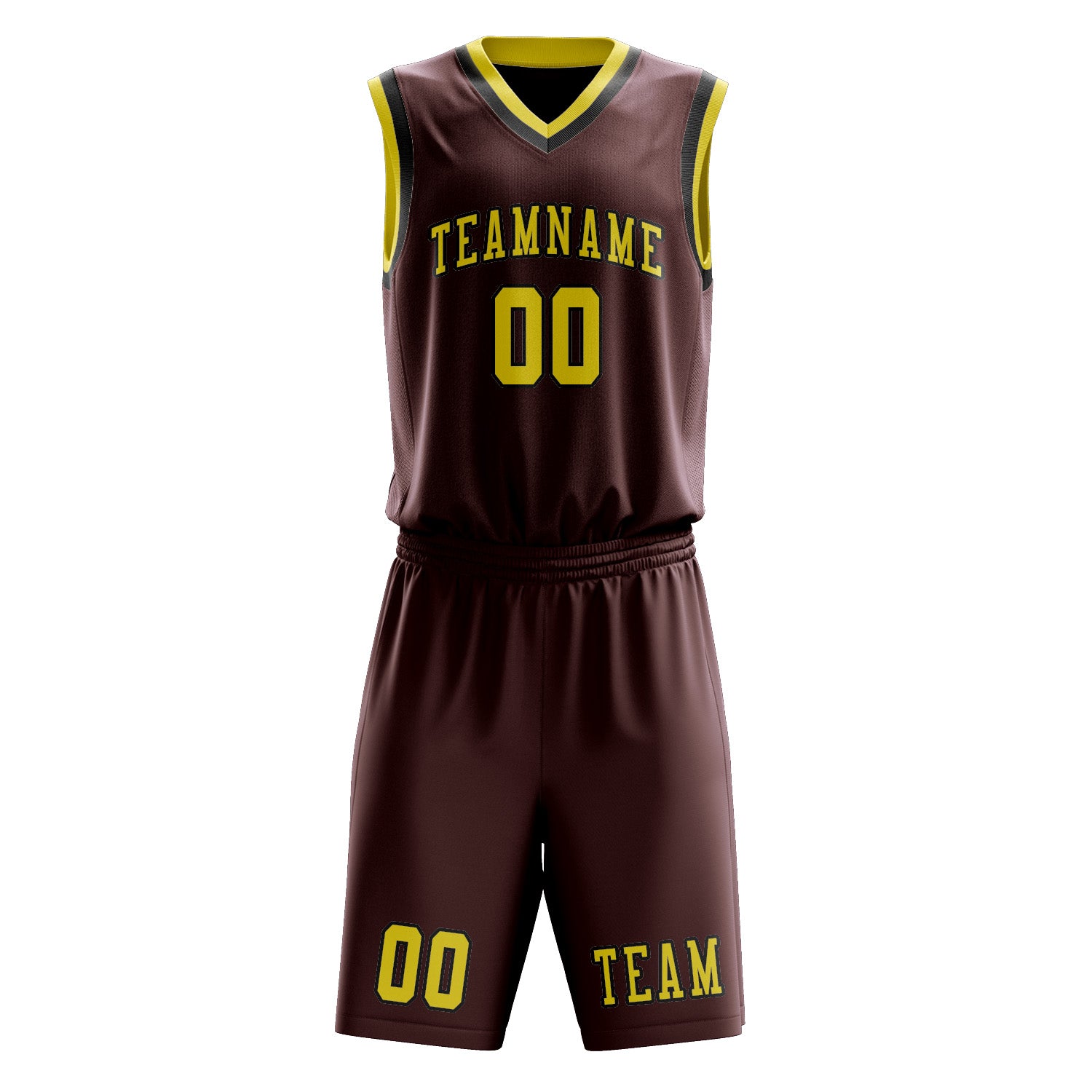 Benutzerdefiniertes Professionelles Karmesinrot Blassgelb Basketballtrikot-Set