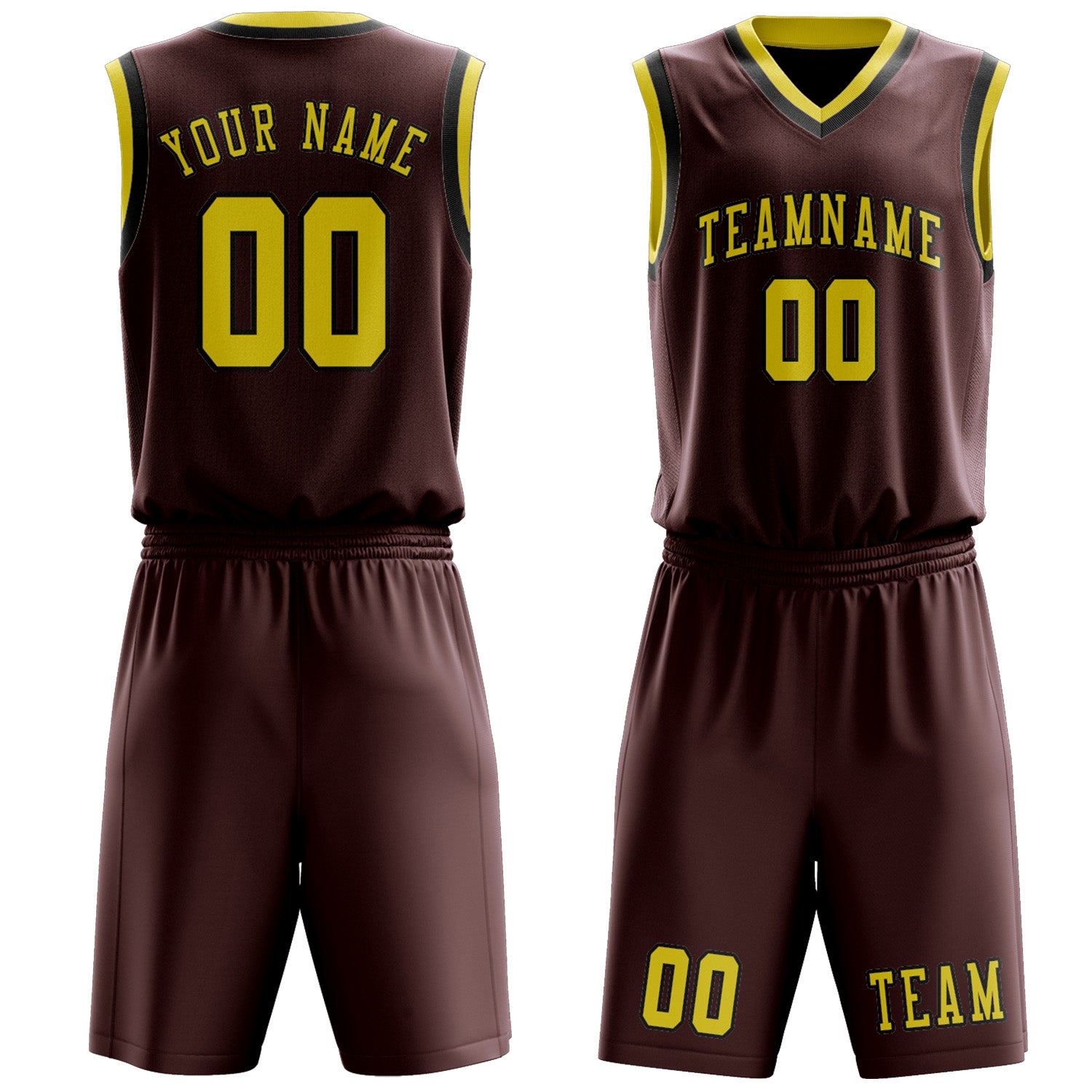 Benutzerdefiniertes Professionelles Karmesinrot Blassgelb Basketballtrikot-Set