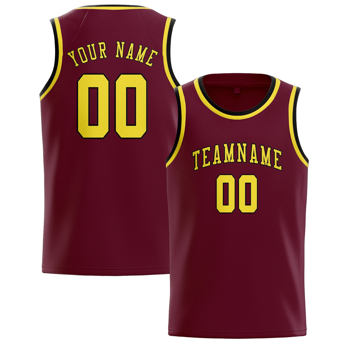 Benutzerdefiniertes Professionelles Karmesinrot Blassgelb Basketballtrikot