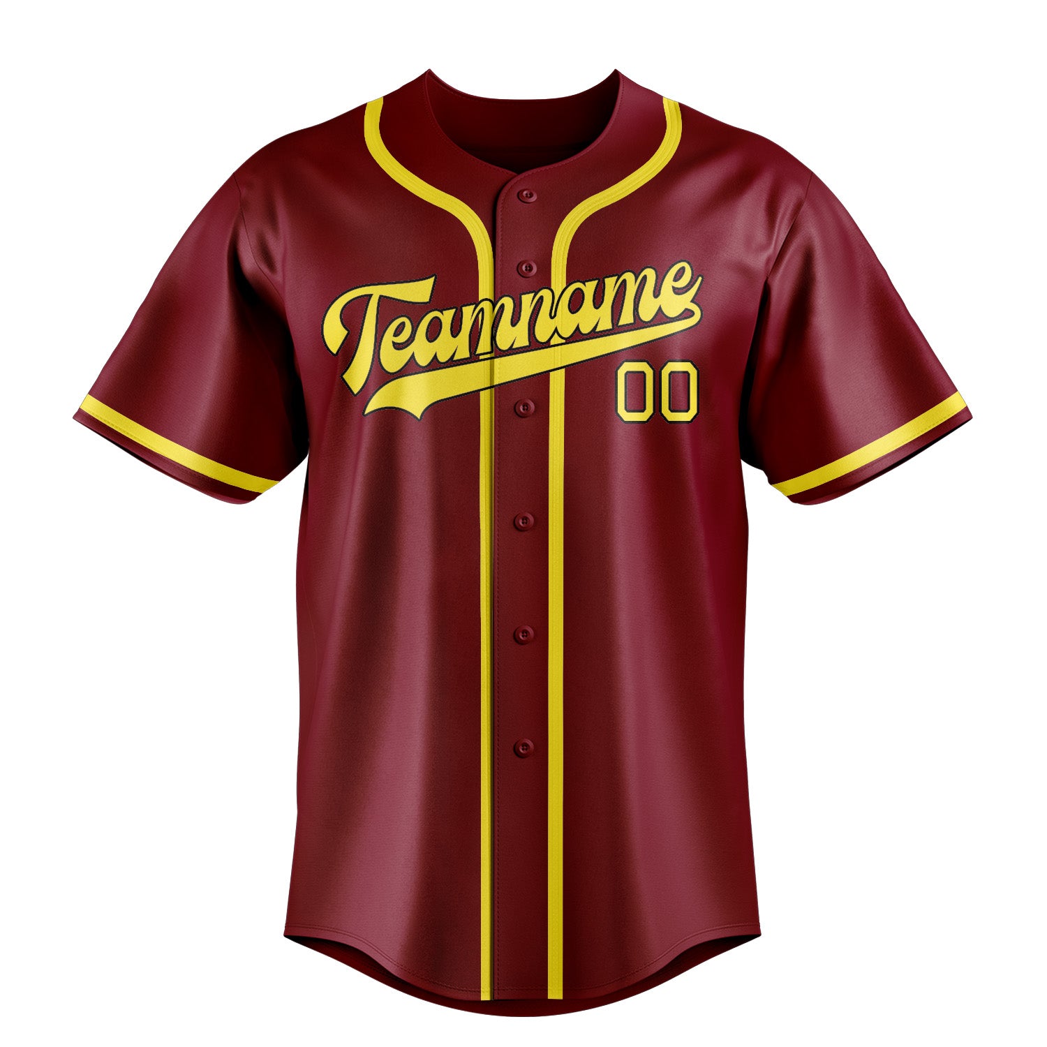 Benutzerdefiniertes Professionelles Karmesinrot Blassgelb Baseballtrikot