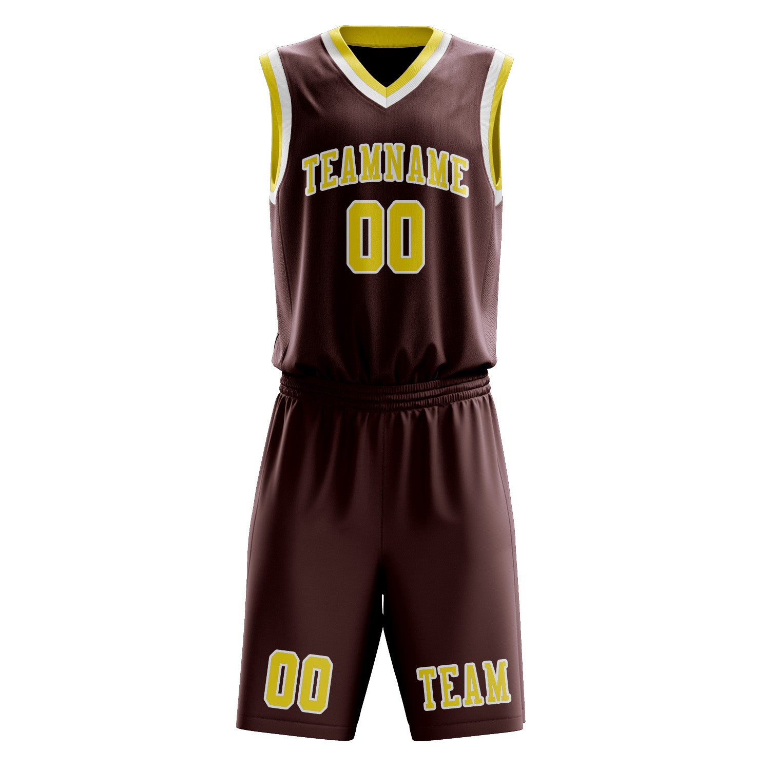Benutzerdefiniertes Professionelles Karmesinrot Blassgelb Basketballtrikot-Set