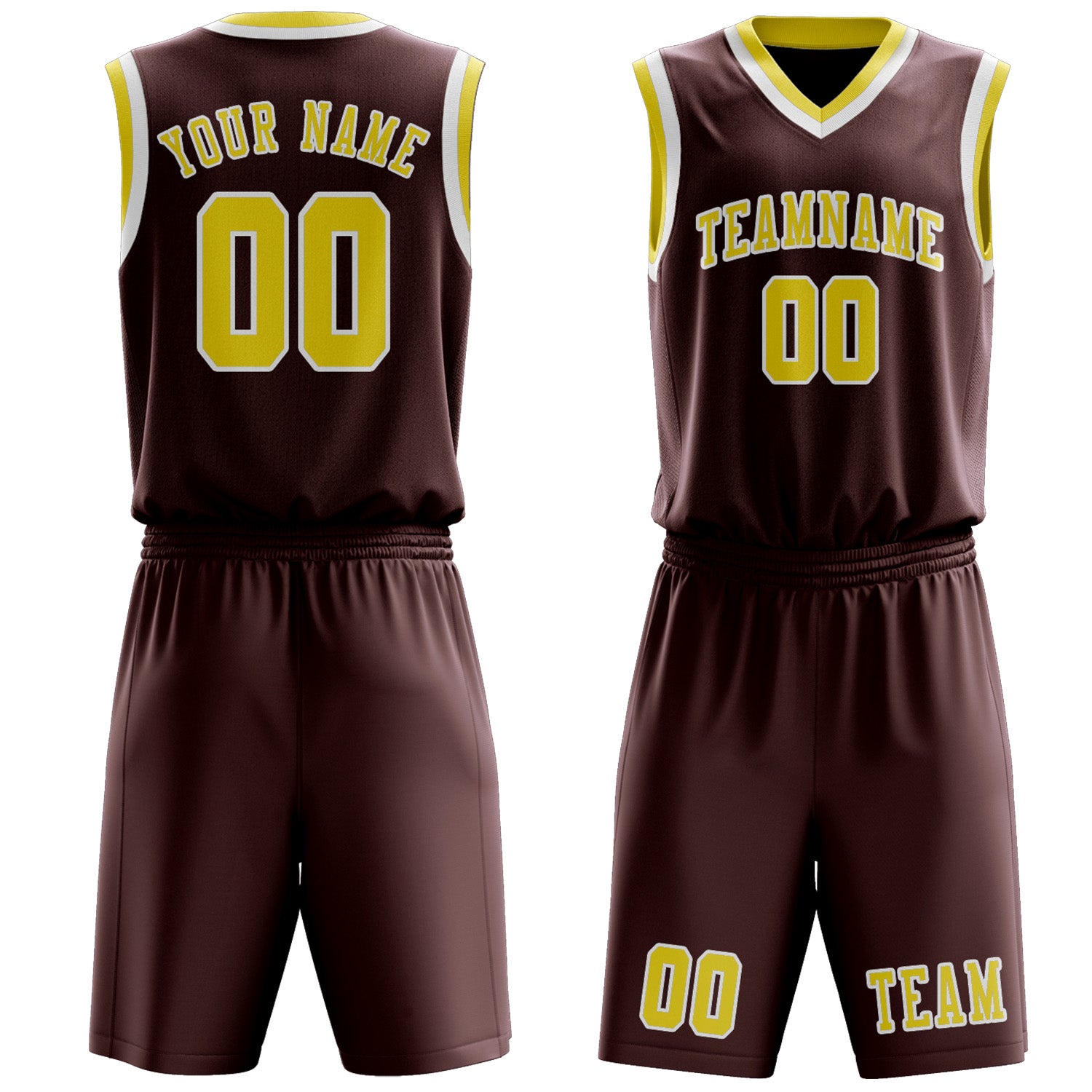 Benutzerdefiniertes Professionelles Karmesinrot Blassgelb Basketballtrikot-Set