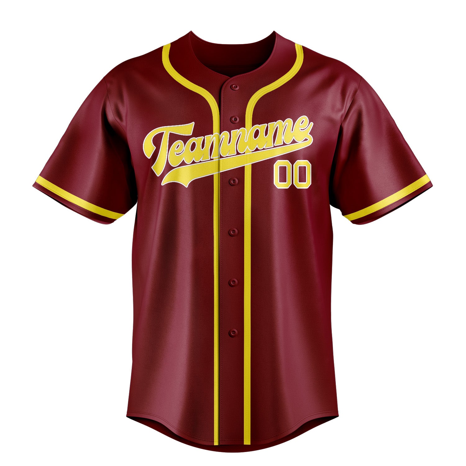 Benutzerdefiniertes Professionelles Karmesinrot Blassgelb Baseballtrikot
