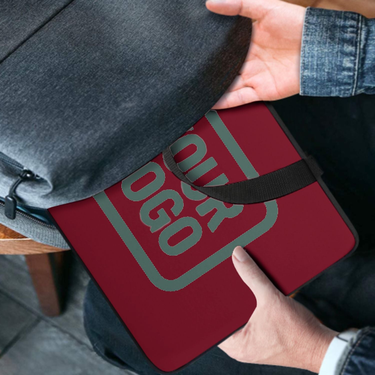 Borsa per laptop personalizzata in blu cremisi e verde