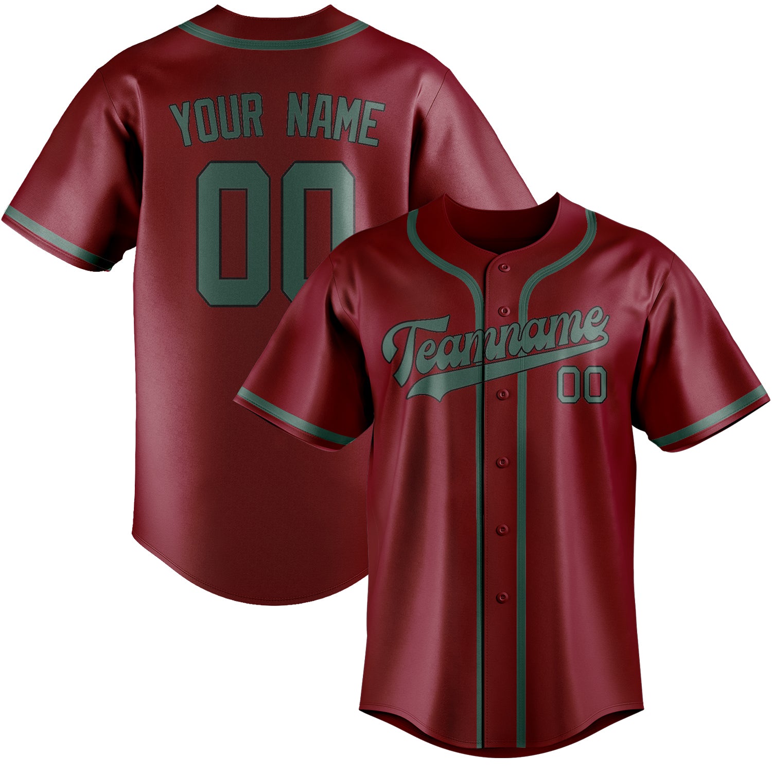 Benutzerdefiniertes Professionelles Karmesinrot Blaugrün Baseballtrikot