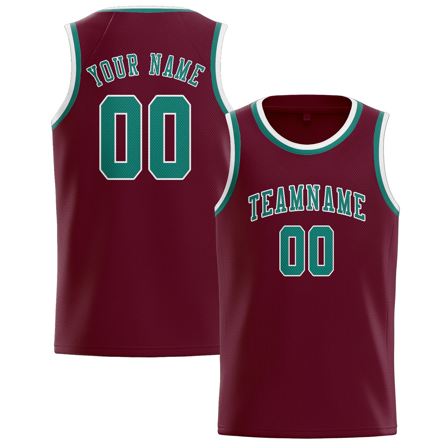 Benutzerdefiniertes Professionelles Karmesinrot Blaugrün Basketballtrikot