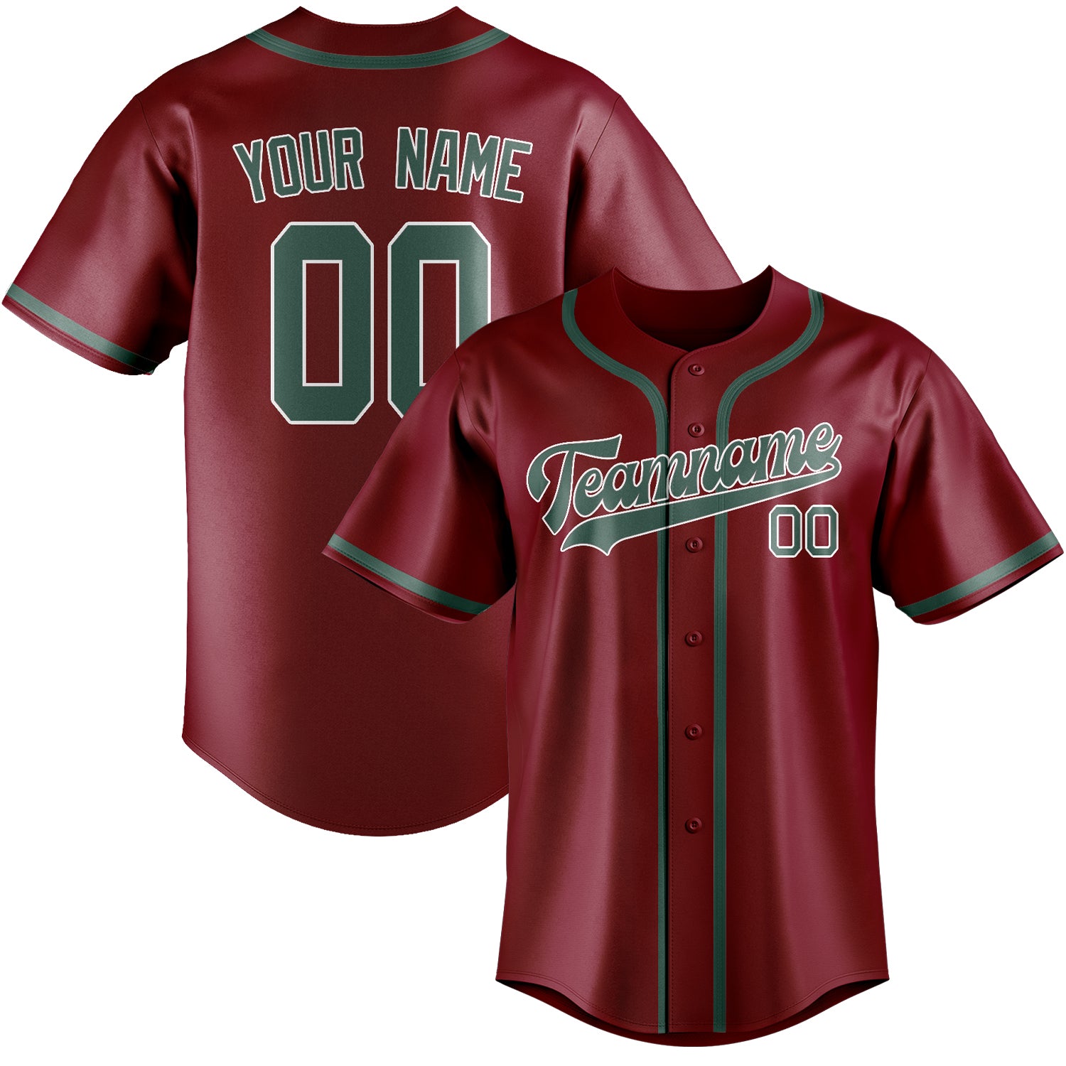 Benutzerdefiniertes Professionelles Karmesinrot Blaugrün Baseballtrikot