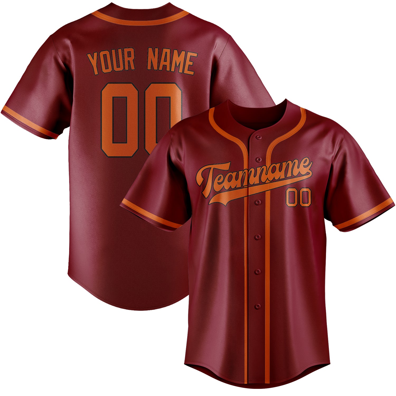 Benutzerdefiniertes Professionelles Karmesinrot Orange Baseballtrikot