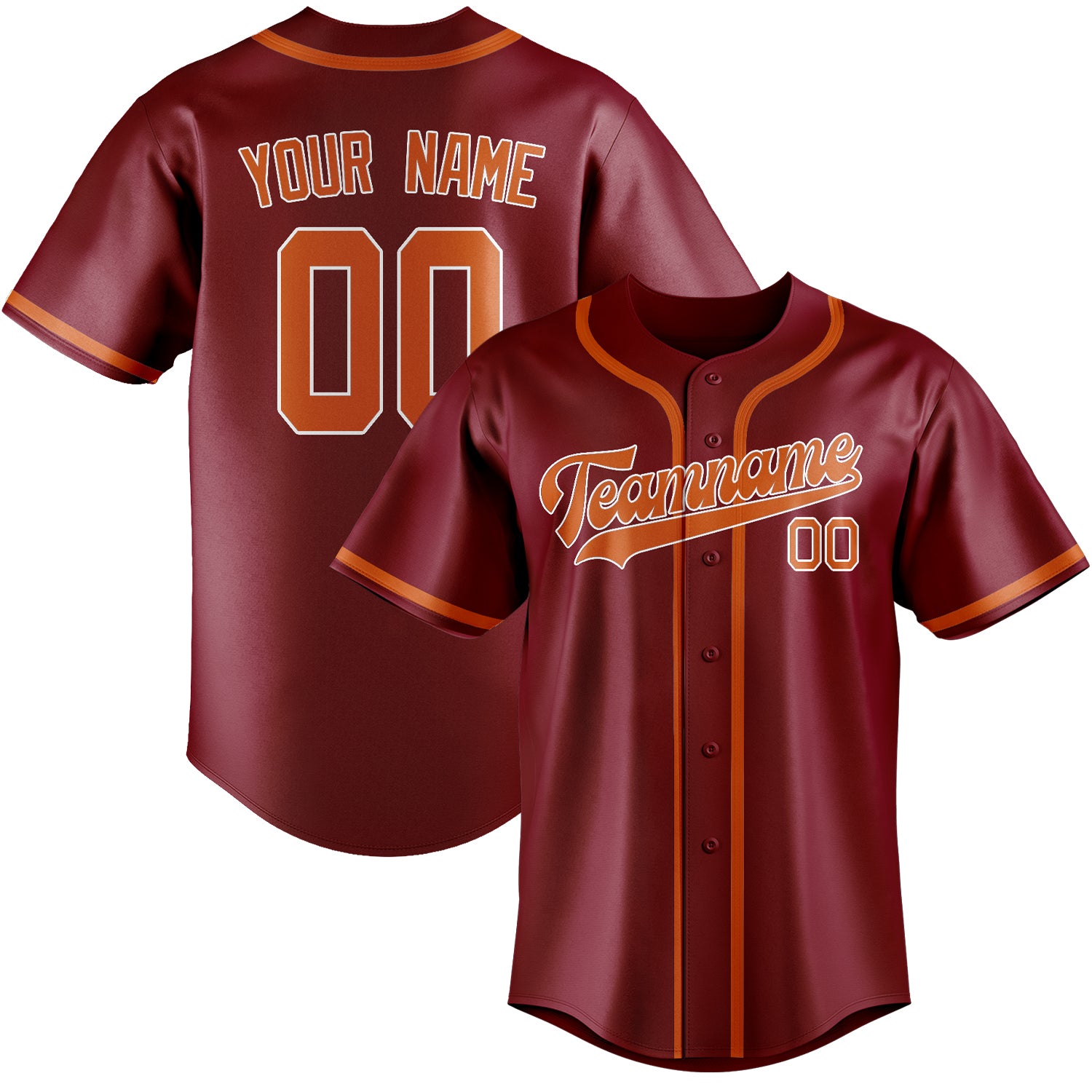 Benutzerdefiniertes Professionelles Karmesinrot Orange Baseballtrikot